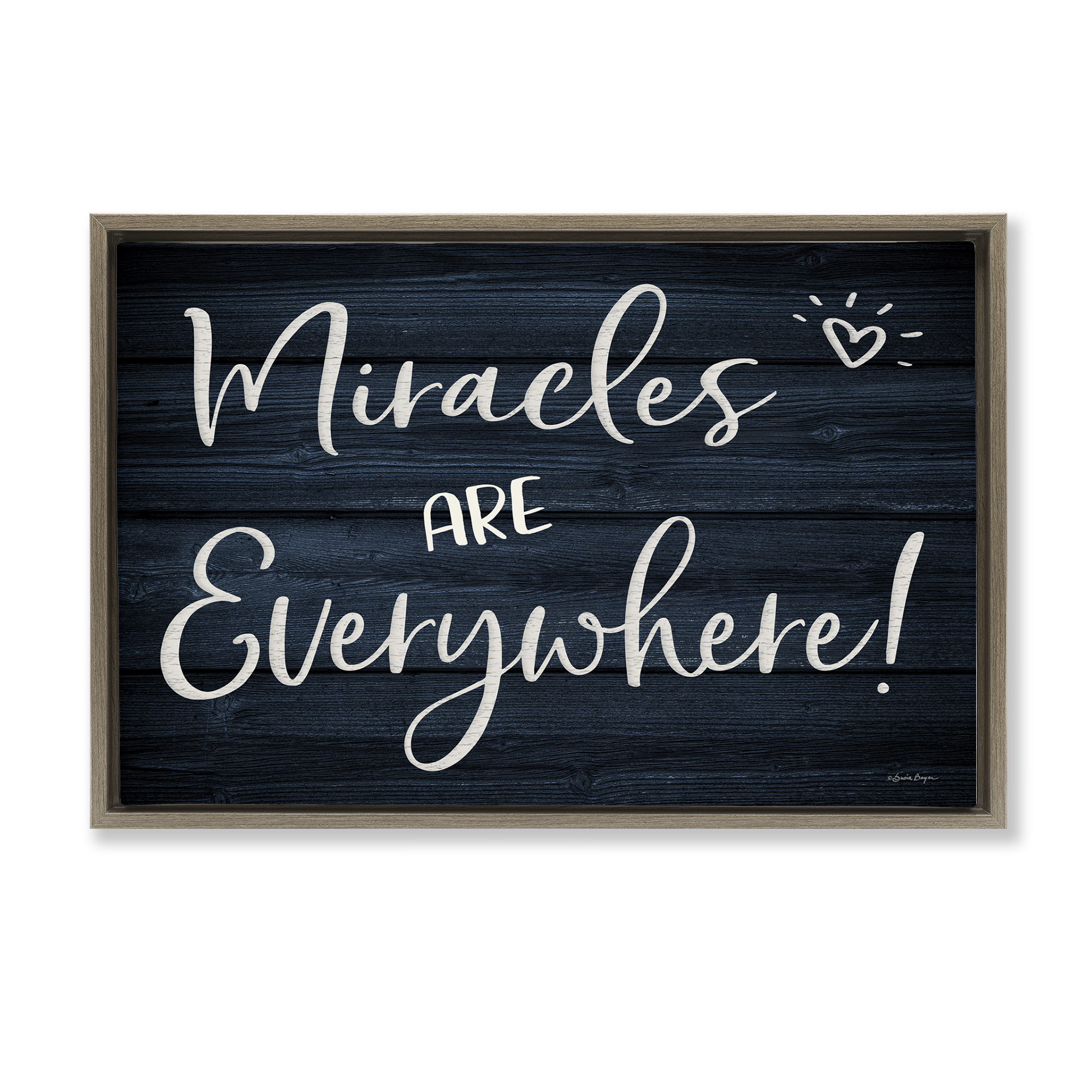 Stupell Industries Miracles Are Everywhere Text & Numbers Painting Brown Floater Framed Canvas Art Print Wall Art, 31 x 21