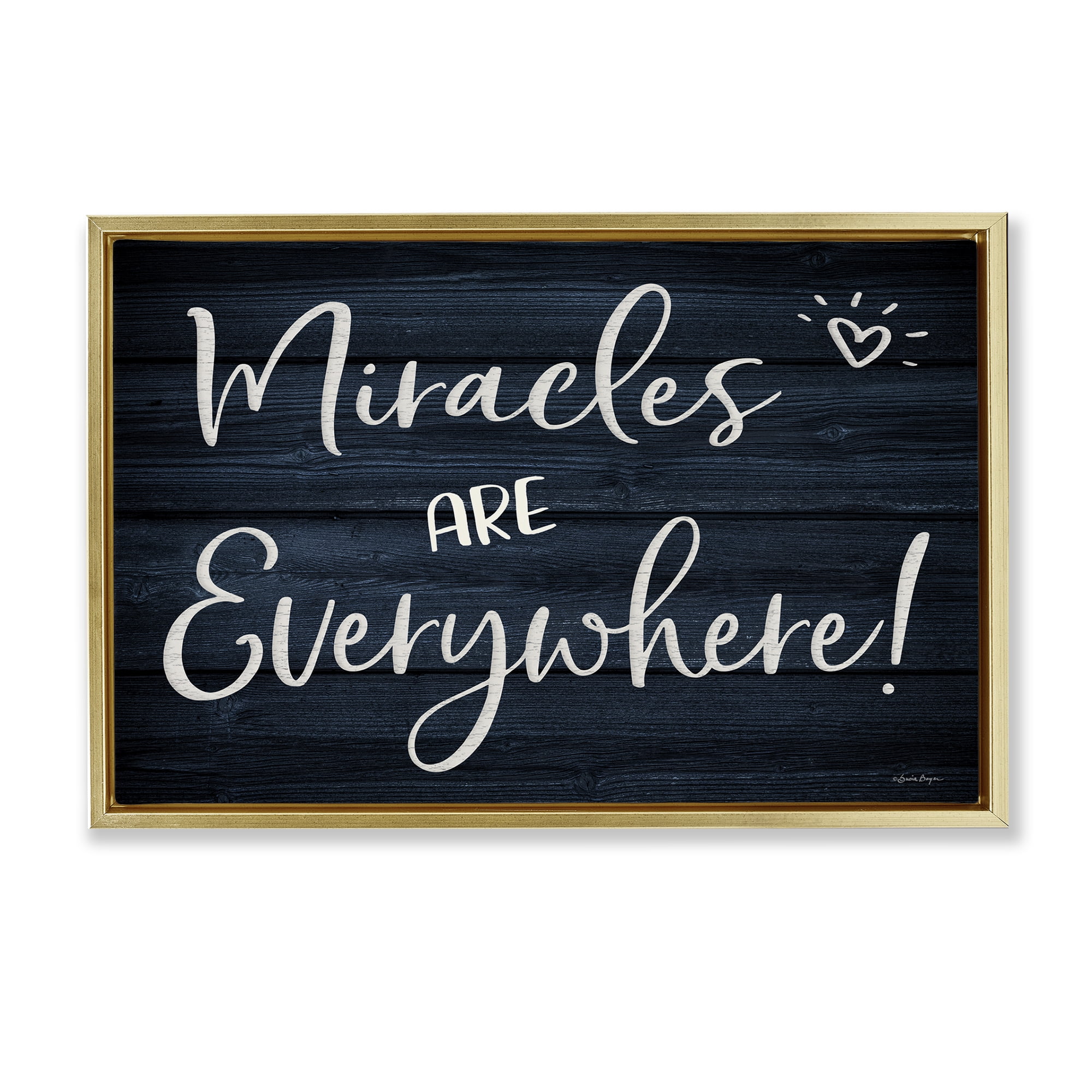Stupell Industries Miracles Are Everywhere Text & Numbers Painting Gold Floater Framed Canvas Art Print Wall Art, 31 x 21