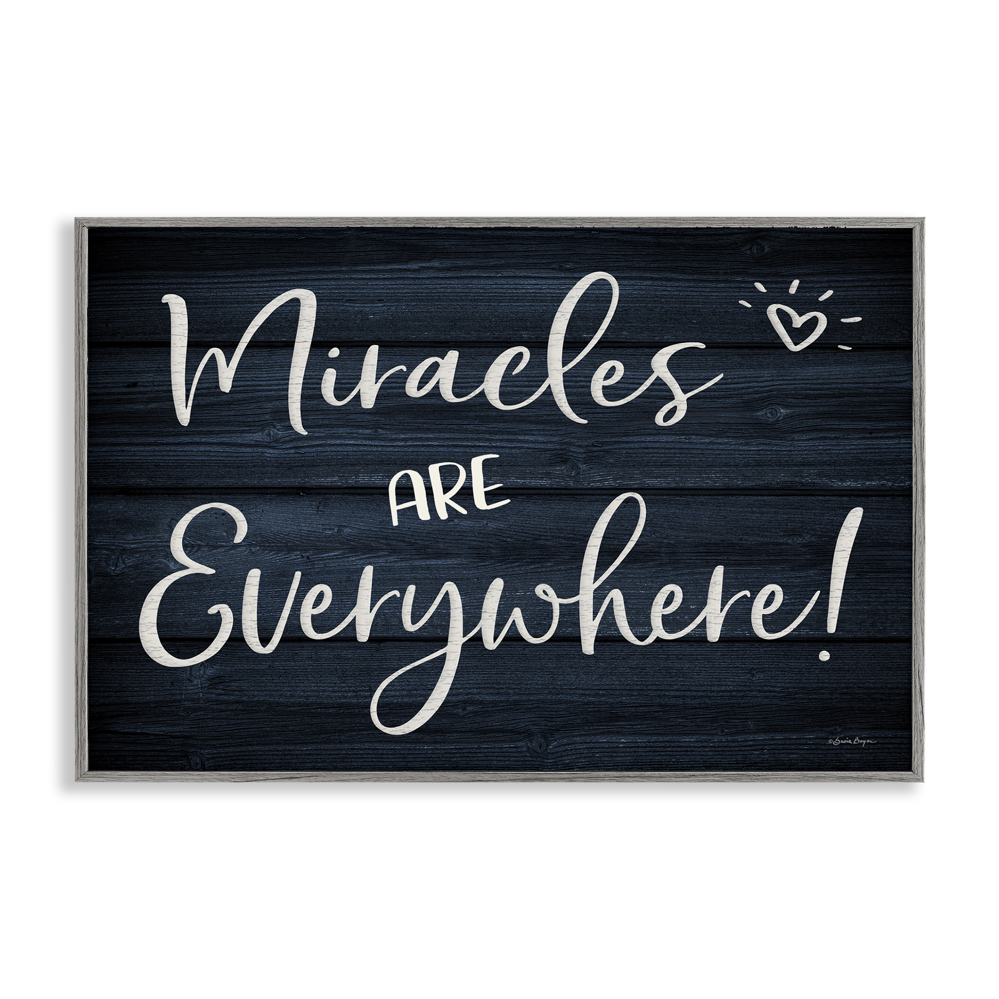 Stupell Industries Miracles Are Everywhere Text & Numbers Painting Gray Framed Art Print Wall Art, 18 x 12
