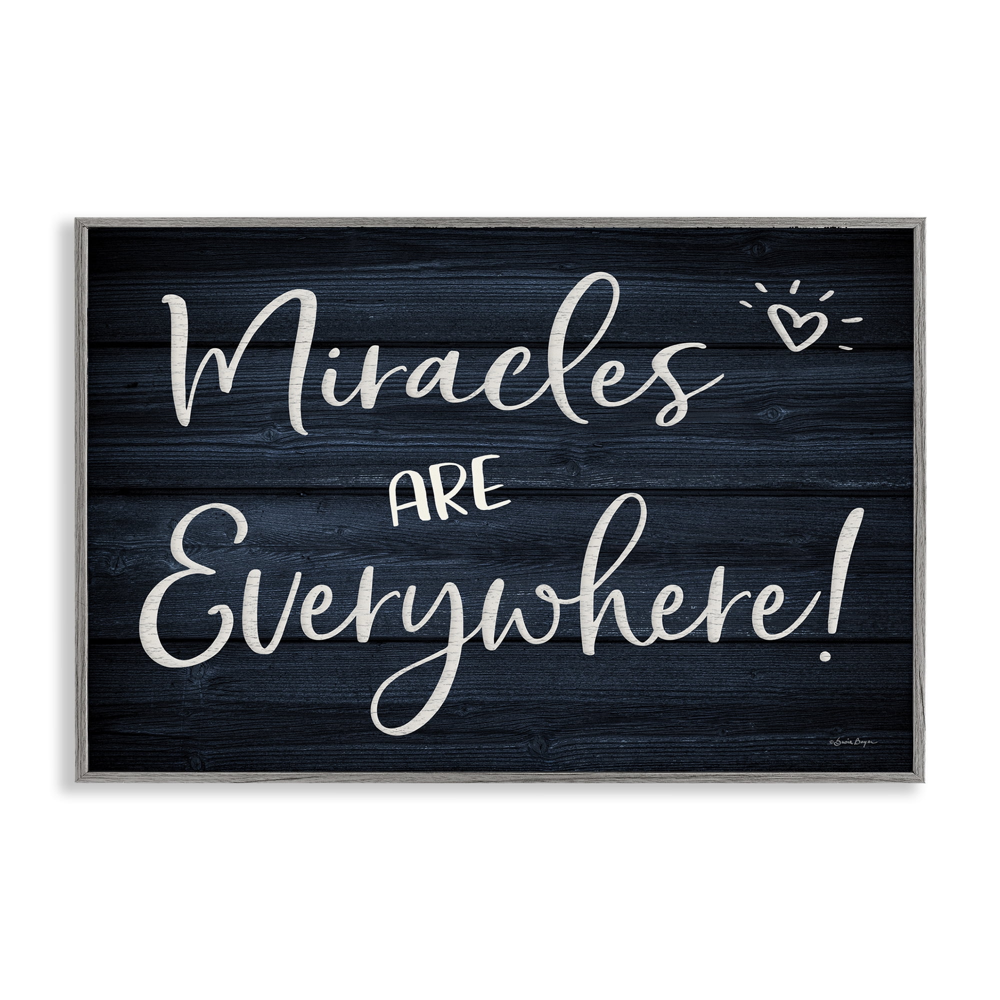 Stupell Industries Miracles Are Everywhere Text & Numbers Painting Gray Framed Art Print Wall Art, 30 x 20
