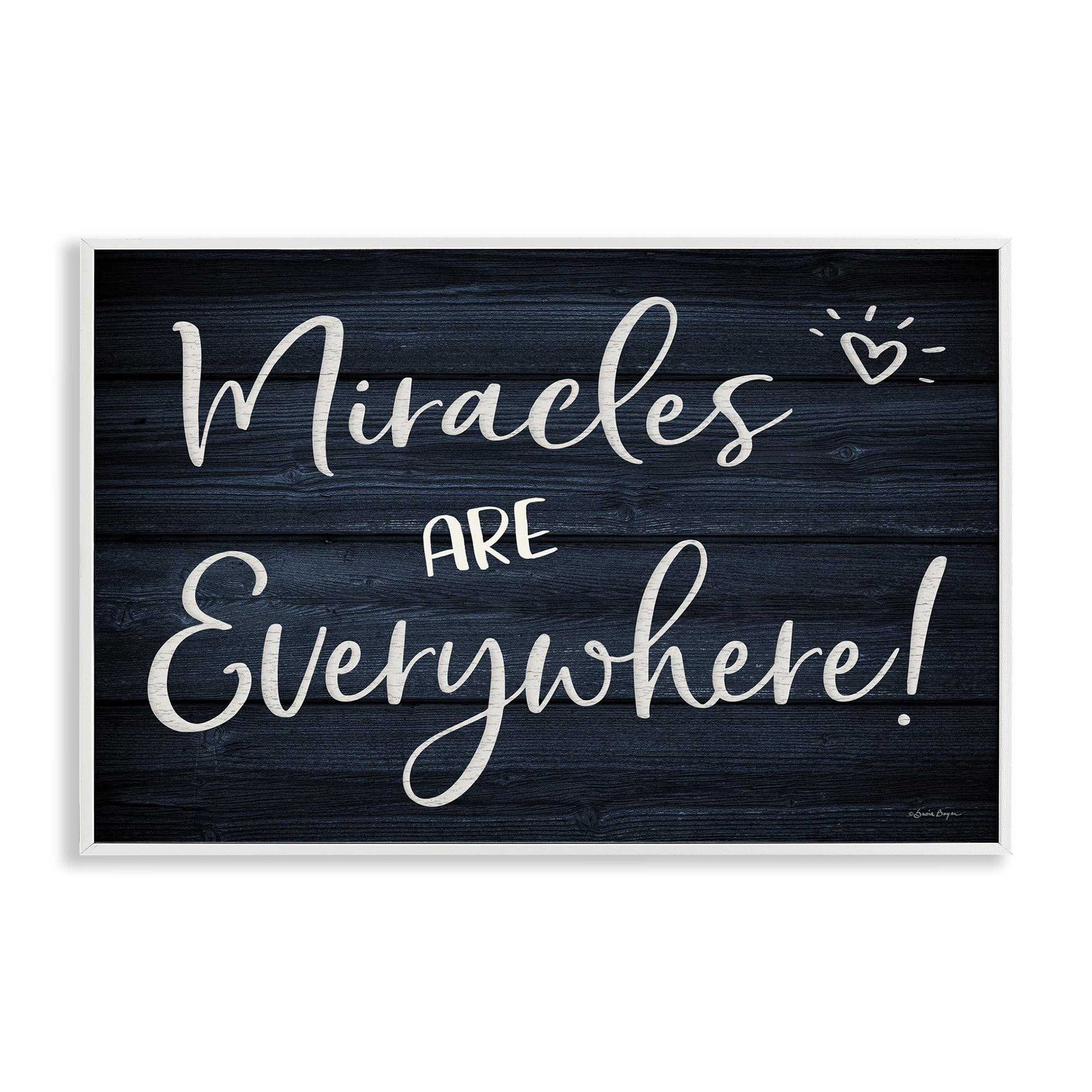 Stupell Industries Miracles Are Everywhere Text & Numbers Painting White Framed Art Print Wall Art, 30 x 20
