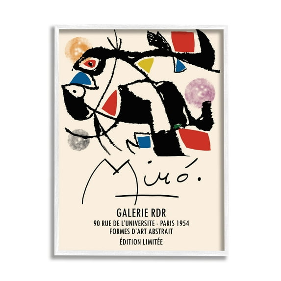 Stupell Industries Miro Traditional Abstract Painter Geometric Design Blue Red Modern Painting White Framed Art Print Wall Art, 16 x 20, Design by Ros Ruseva