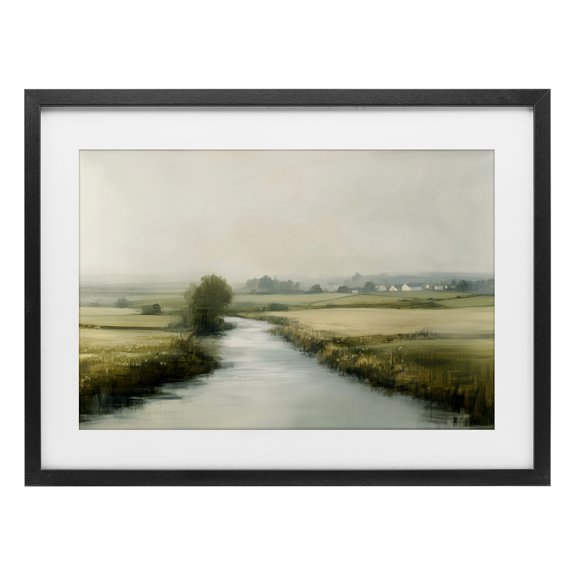 Stupell Industries Mirror Of Calm Landscape Black Framed Print Under Glass design by Novae, 14 x 20
