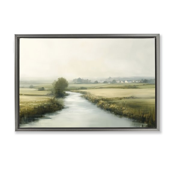 Stupell Industries Mirror Of Calm Landscape Gray Framed Floater Canvas Wall Art design by Novae, 17 x 25