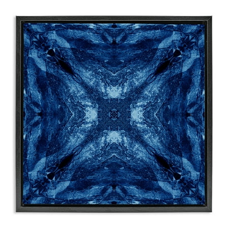 Stupell Industries Mirrored Blue Pattern Abstract Painting Black Floater Framed Canvas Art Print Wall Art, 18 x 18