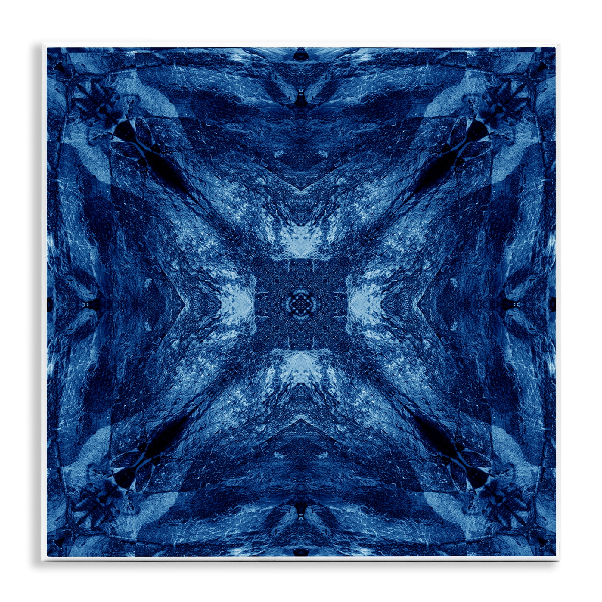 Stupell Industries Mirrored Blue Pattern Abstract Painting Unframed Art Print Wall Art, 12 x 12
