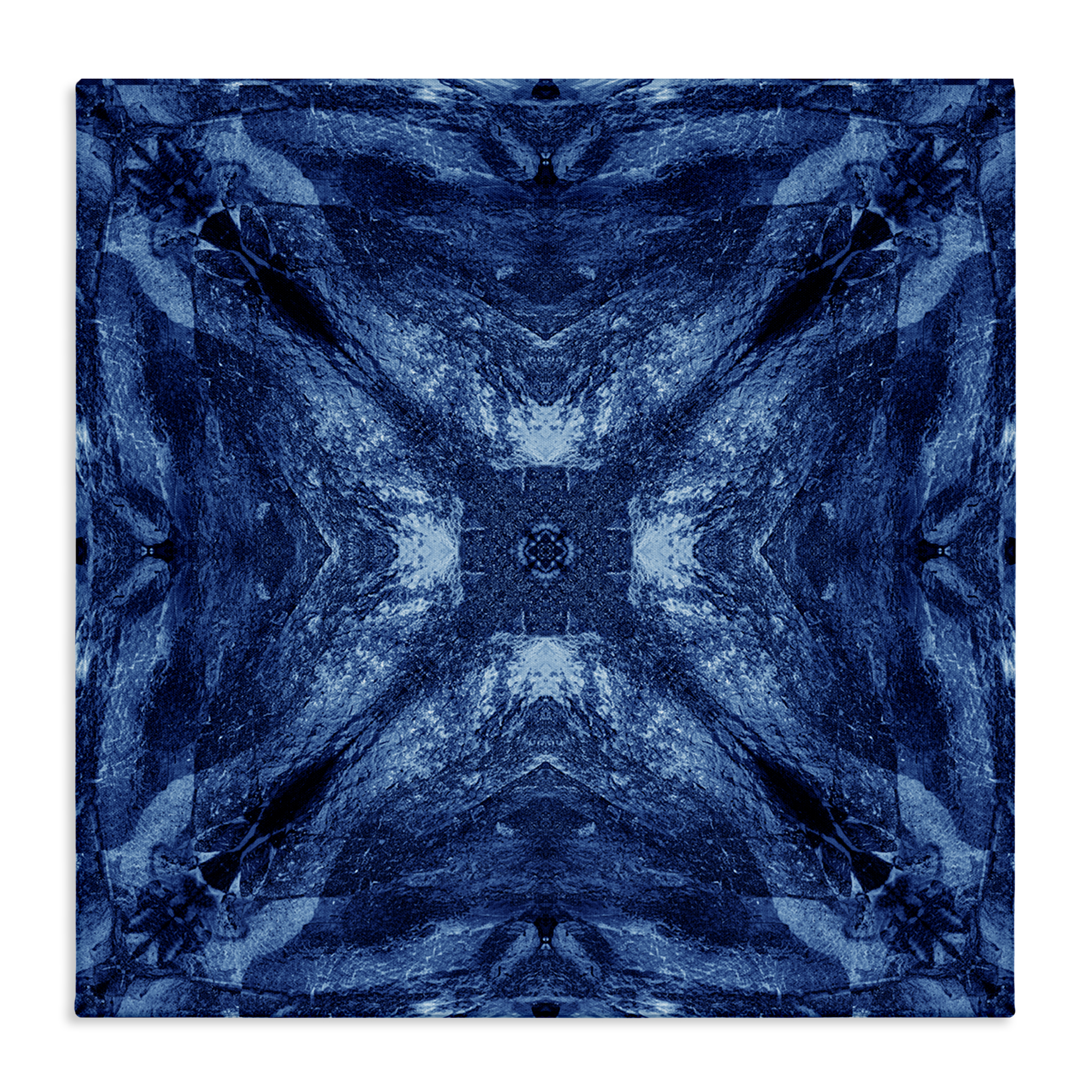 Stupell Industries Mirrored Blue Pattern Abstract Painting Wrapped Canvas Art Print Wall Art, 17 x 17