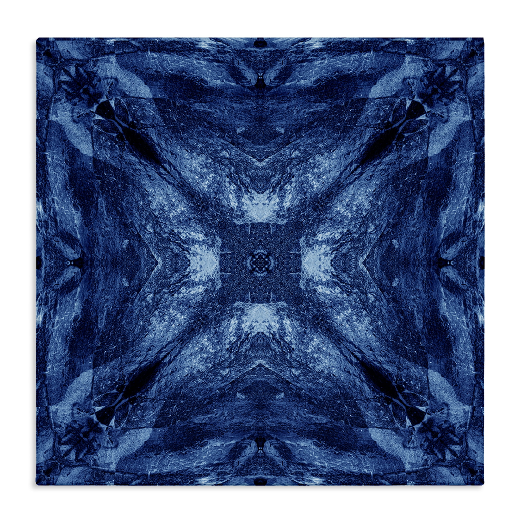 Stupell Industries Mirrored Blue Pattern Abstract Painting Wrapped Canvas Art Print Wall Art, 36 x 36