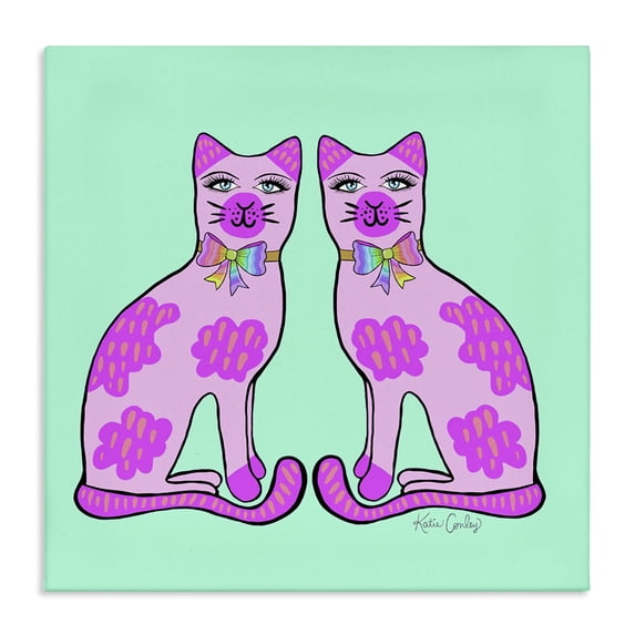 Stupell Industries Mid-Century Mirrored Purple Cats Canvas Art, 30 x 30, by Katie Conley