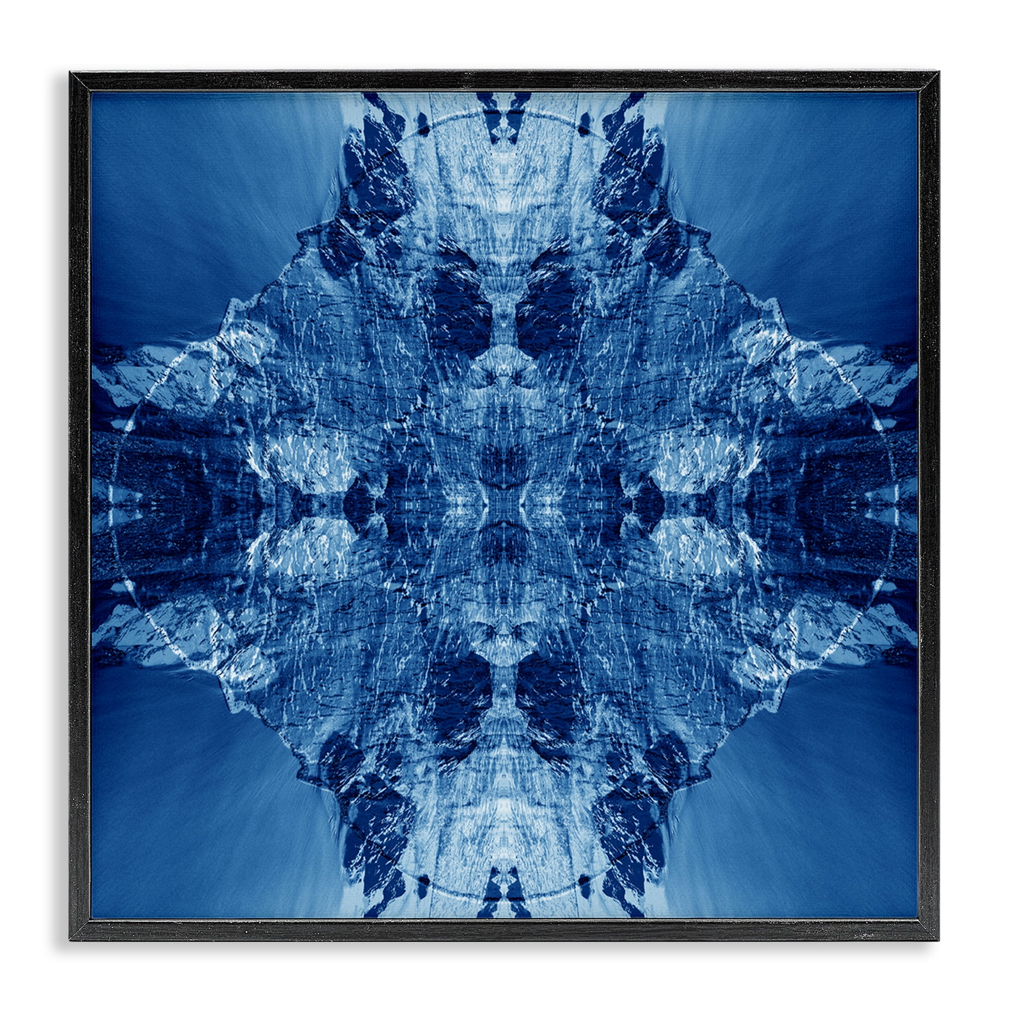 Stupell Industries Mirrored Symmetry Pattern Abstract Painting Black Framed Art Print Wall Art, 24 x 24
