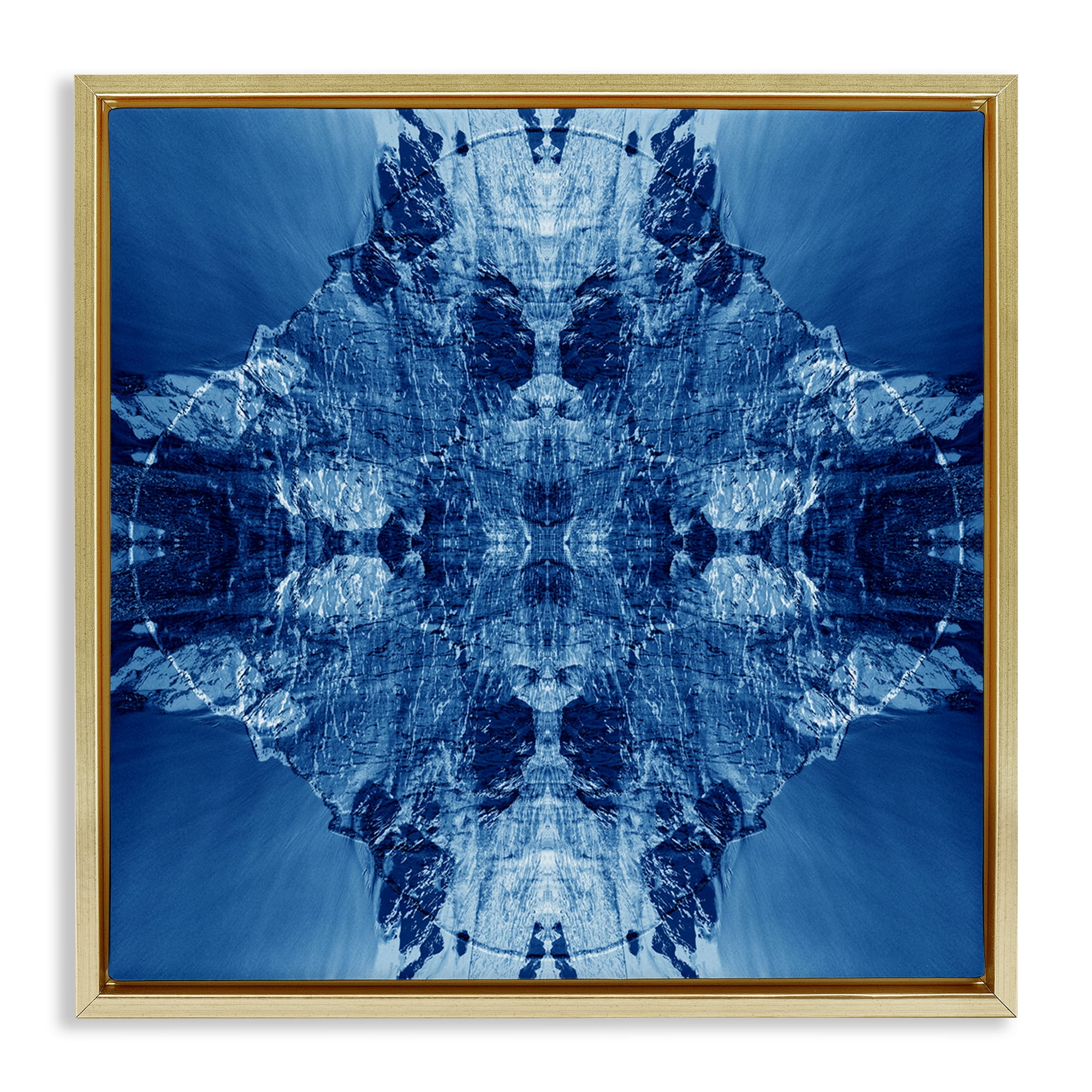 Stupell Industries Mirrored Symmetry Pattern Abstract Painting Gold Floater Framed Canvas Art Print Wall Art, 25 x 25