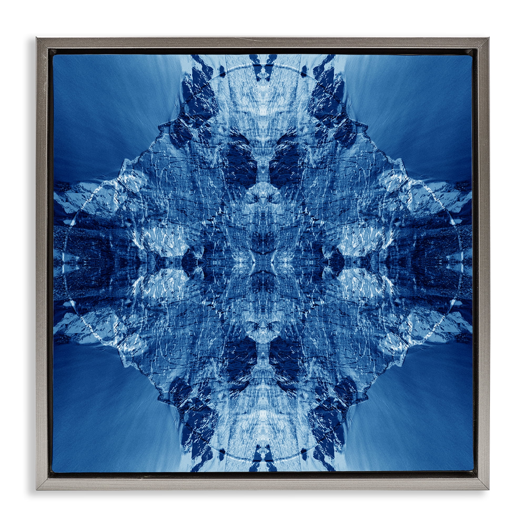 Stupell Industries Mirrored Symmetry Pattern Abstract Painting Gray Floater Framed Canvas Art Print Wall Art, 18 x 18