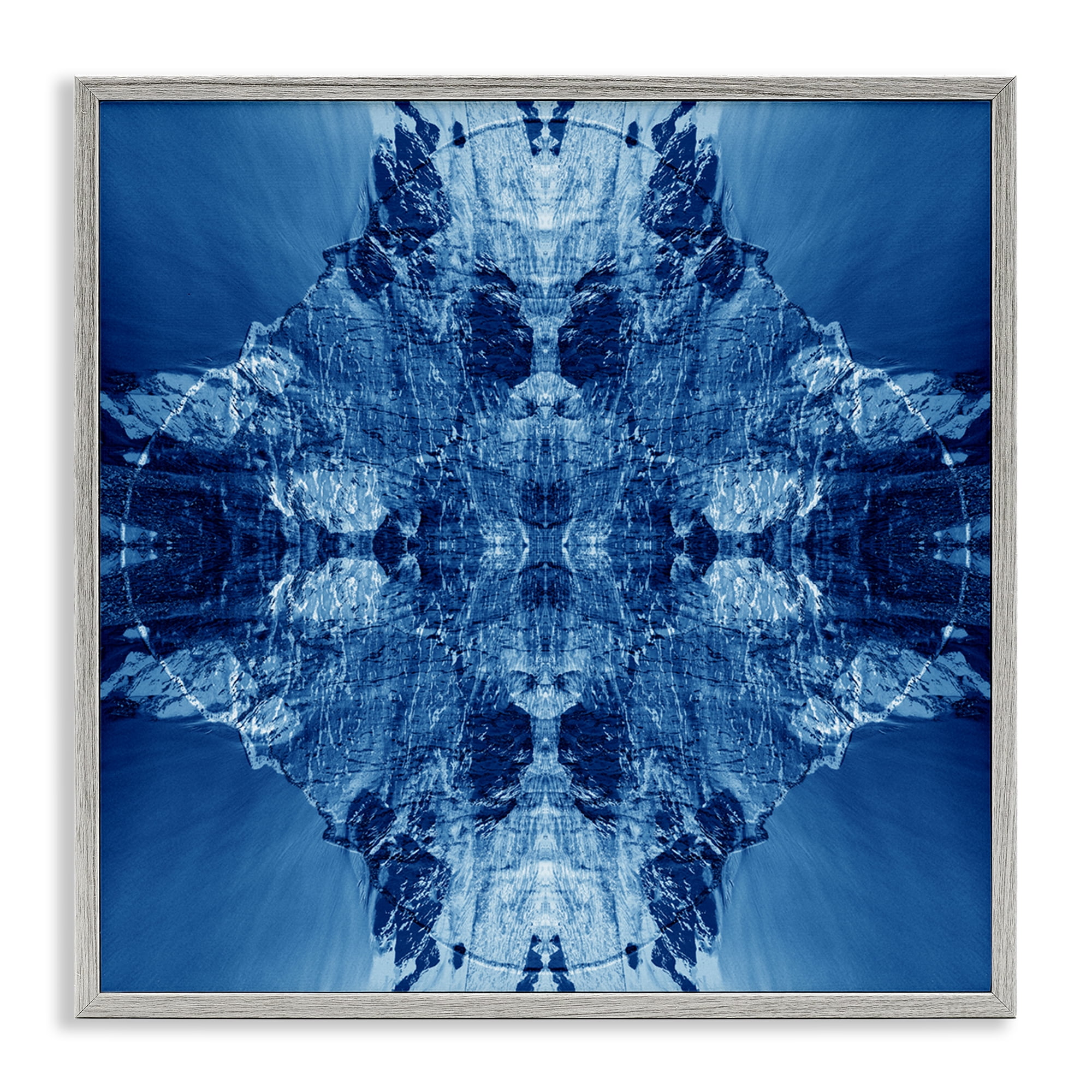 Stupell Industries Mirrored Symmetry Pattern Abstract Painting Gray Framed Art Print Wall Art, 12 x 12