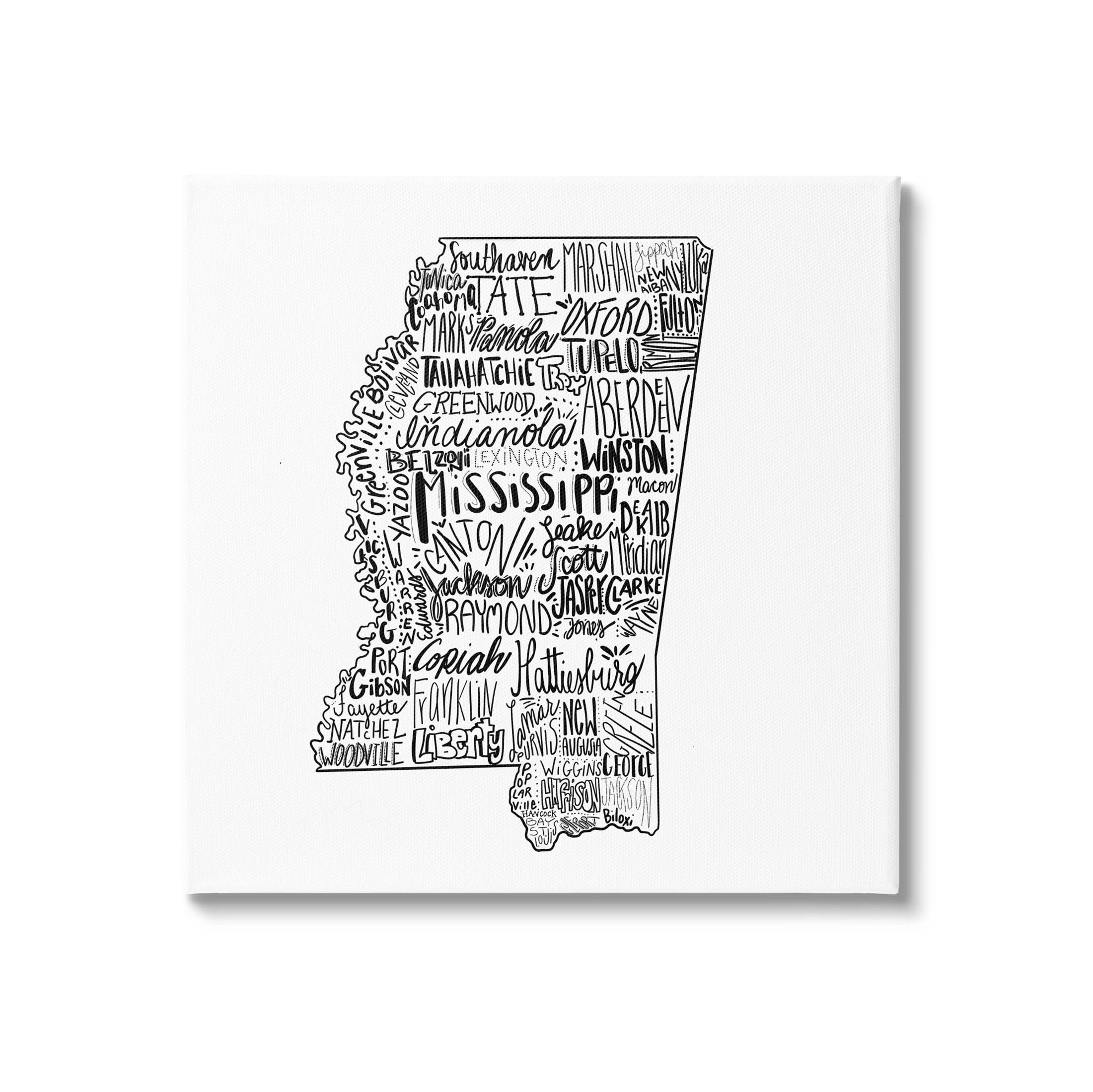 Stupell Industries Mississippi Typography Shape State Map Graphic Art Gallery Wrapped Canvas Print Wall Art, Design by The Saturday Evening Post