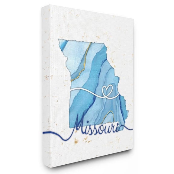 Stupell Industries Missouri Agate Blue US State Design Canvas Wall Art by Ziwei Li