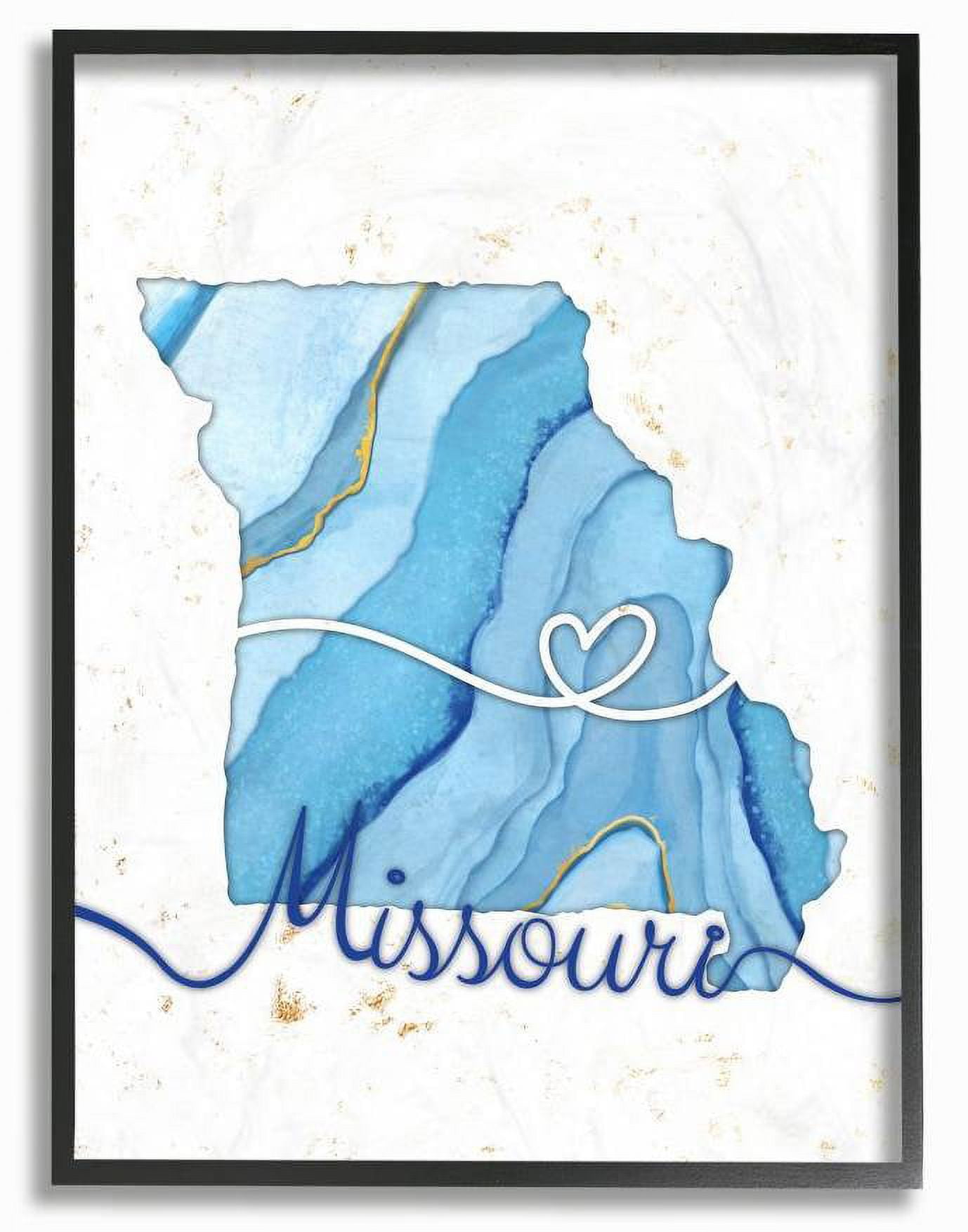 Stupell Industries Missouri Agate Blue US State Design Framed Wall Art by Ziwei Li