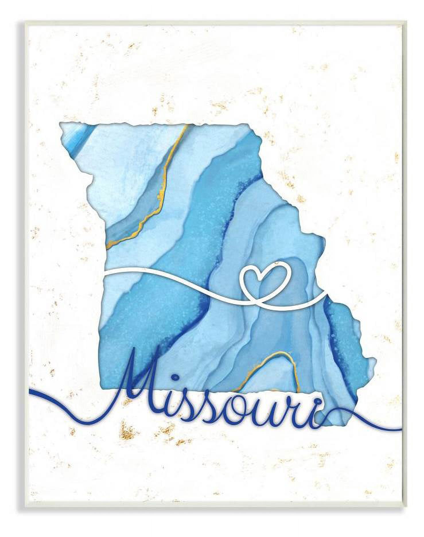Stupell Industries Missouri Agate Blue US State Design Wall Plaque by Ziwei Li
