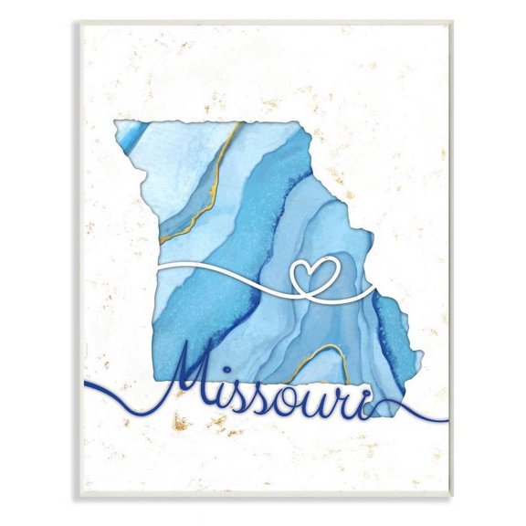 Stupell Industries Missouri Agate Blue US State Design Wall Plaque by Ziwei Li
