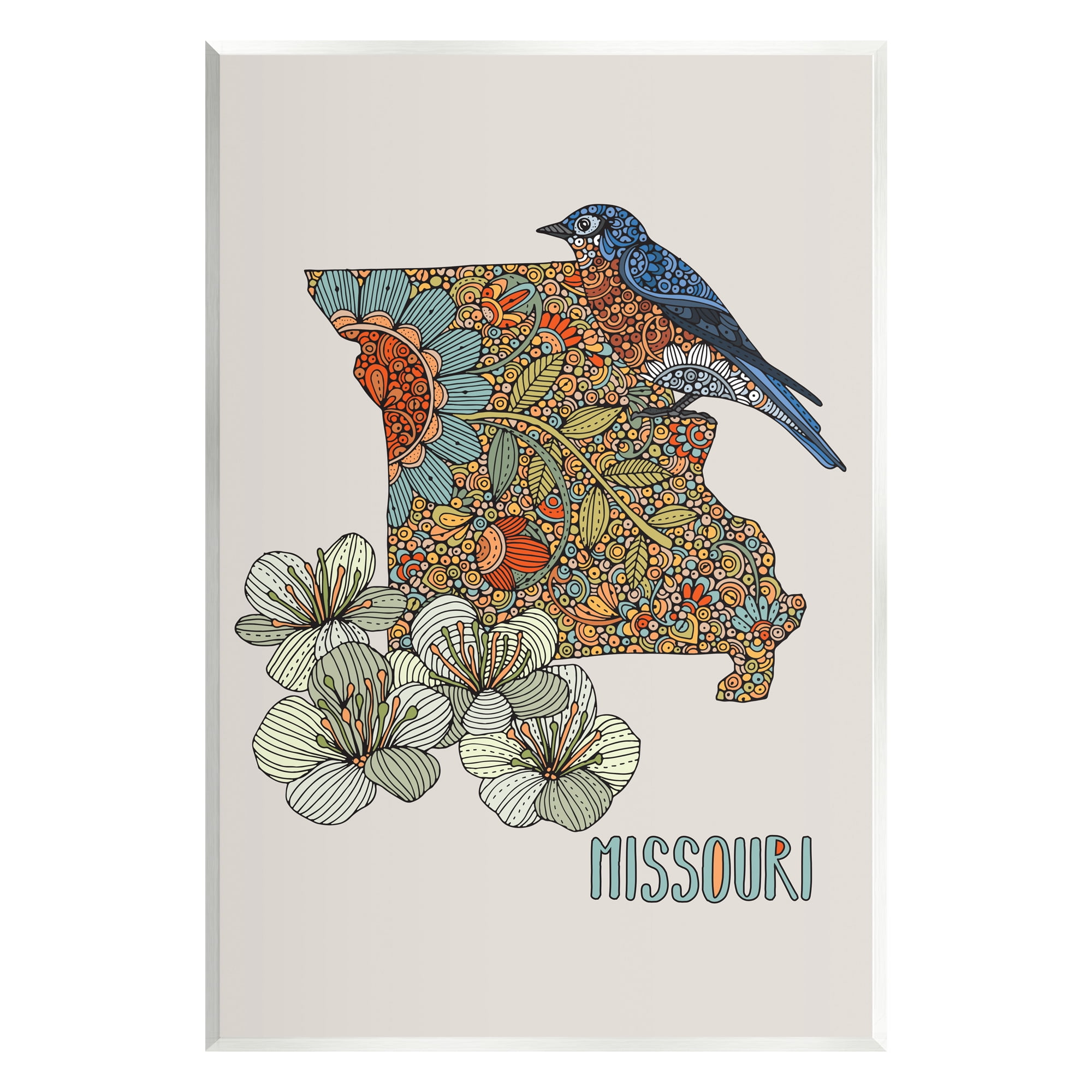 Stupell Industries Missouri Bluebird State Flower Blossoms Intricate Patterns Graphic Art Unframed Art Print Wall Art, Design by Valentina Harper