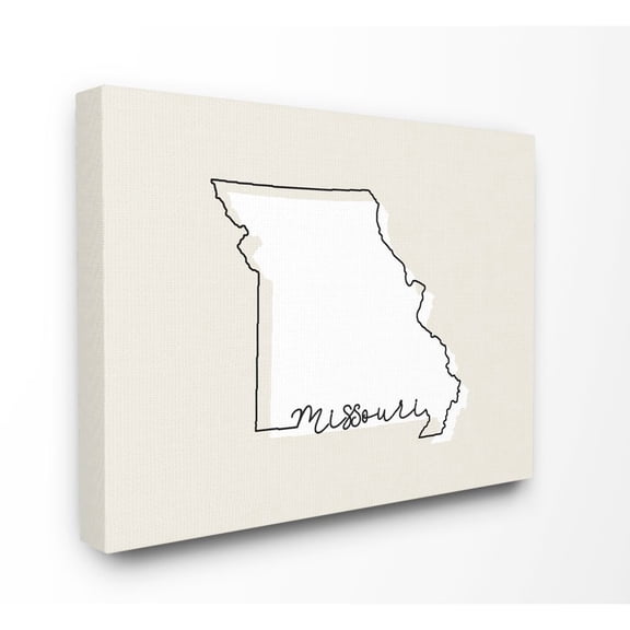 Stupell Industries Missouri Home State Map Neutral Print Design Canvas Wall Art by Daphne Polselli