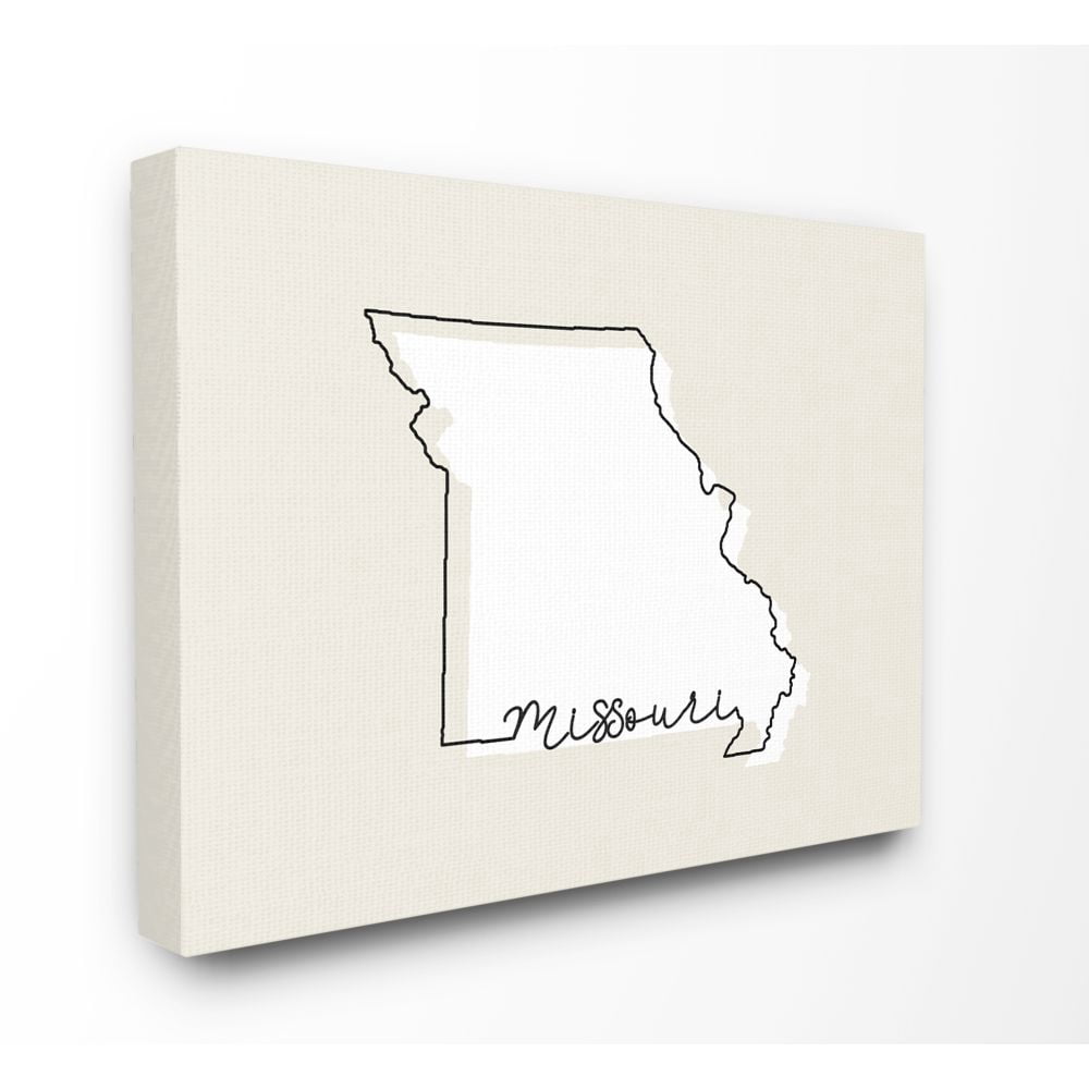 Stupell Industries Missouri Home State Map Neutral Print Design Canvas Wall Art by Daphne Polselli