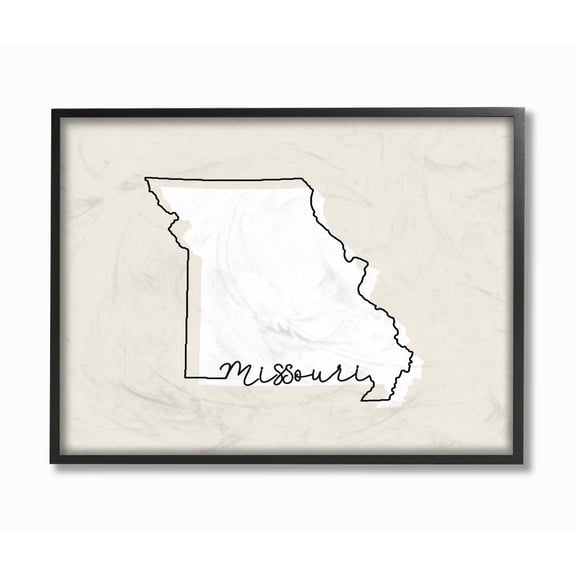 Stupell Industries Missouri Home State Map Neutral Print Design Framed Giclee Texturized Art by Daphne Polselli