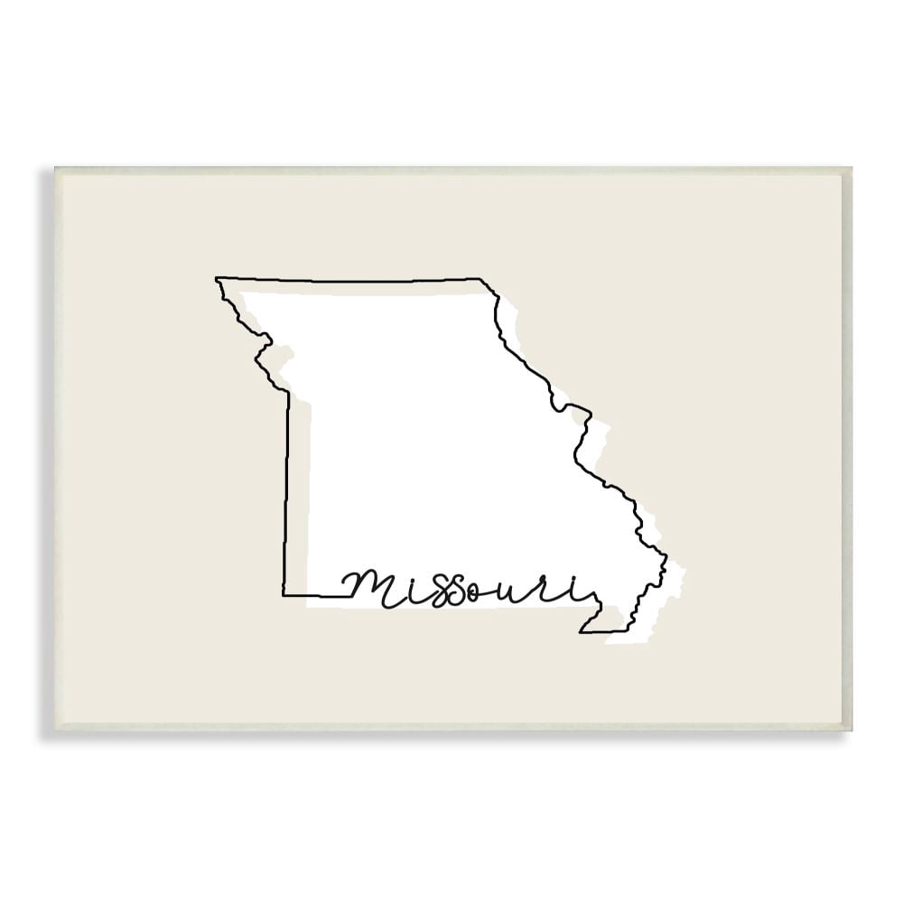Stupell Industries Missouri Home State Map Neutral Print Design Wall Plaque Art by Daphne Polselli