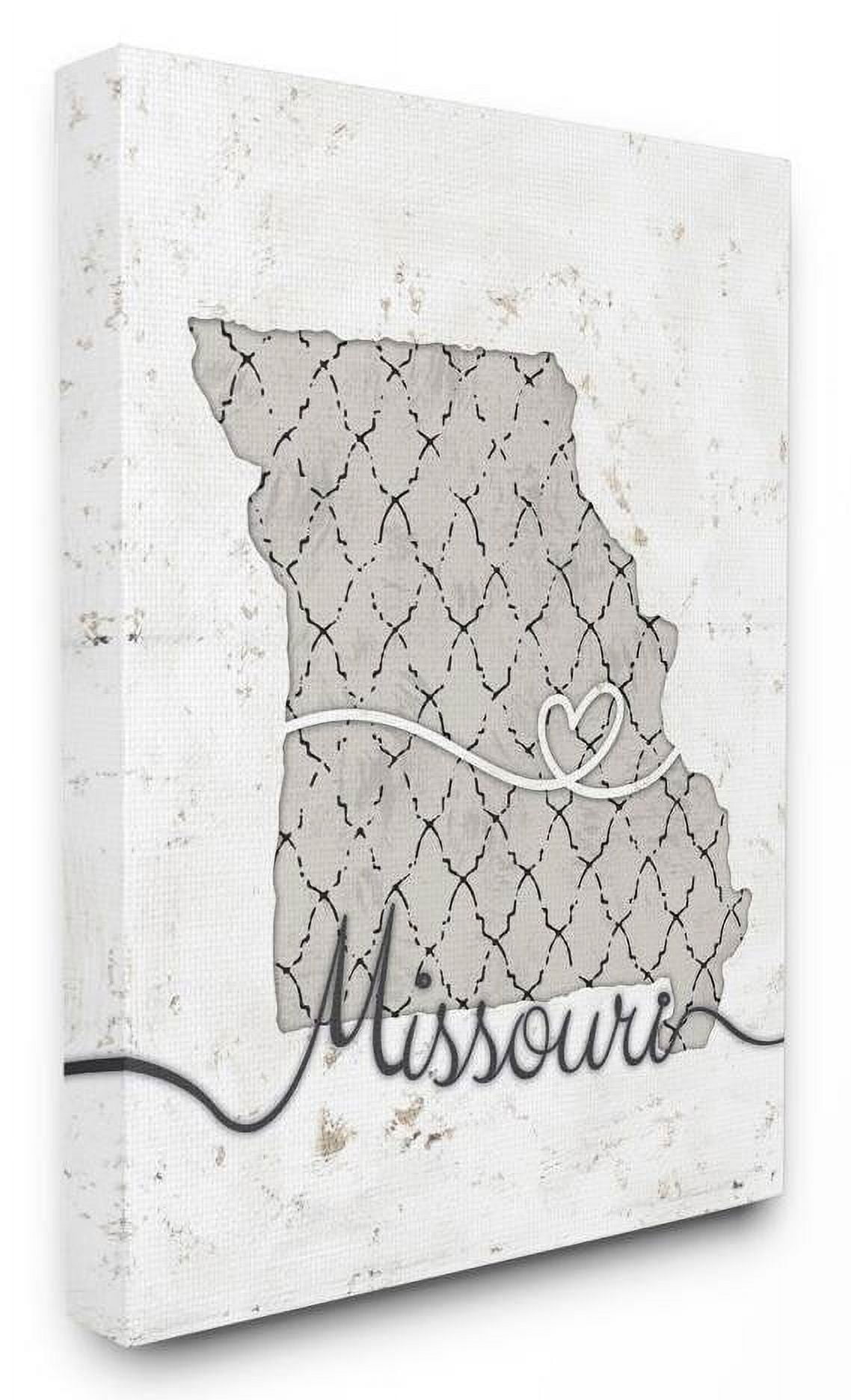 Stupell Industries Missouri Patterned Grey US State Design Canvas Wall Art by Ziwei Li