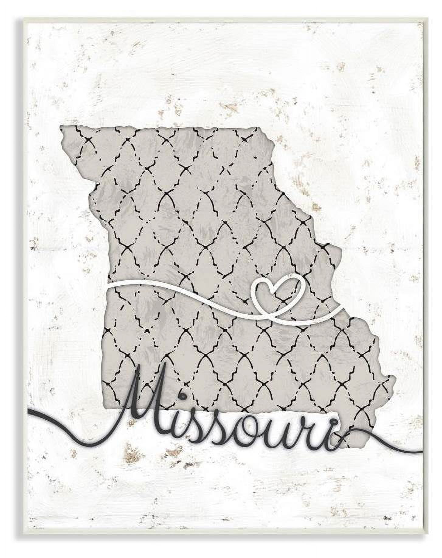 Missouri Patterned Gray State Design Wall Plaque on MDF