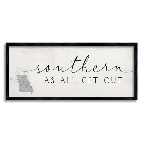 Stupell Industries Missouri State Southern As All Get Out Slang Typography Painting Black Framed Art Print Wall Art, 10 x 24