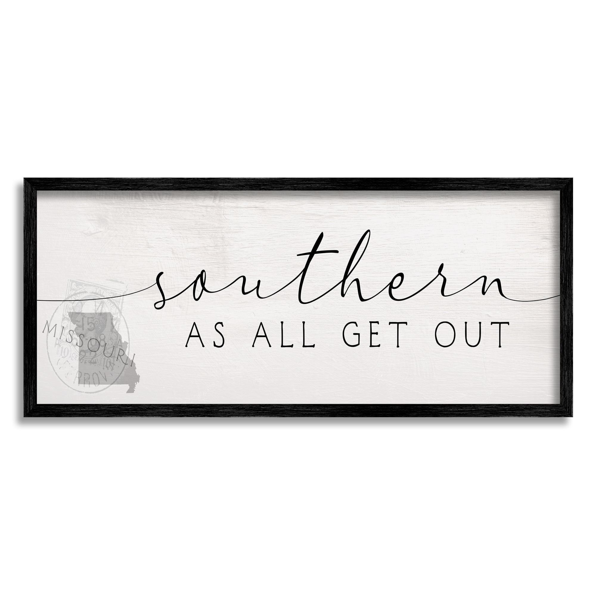 Stupell Industries Missouri State Southern As All Get Out Slang Typography Painting Black Framed Art Print Wall Art, 13 x 30