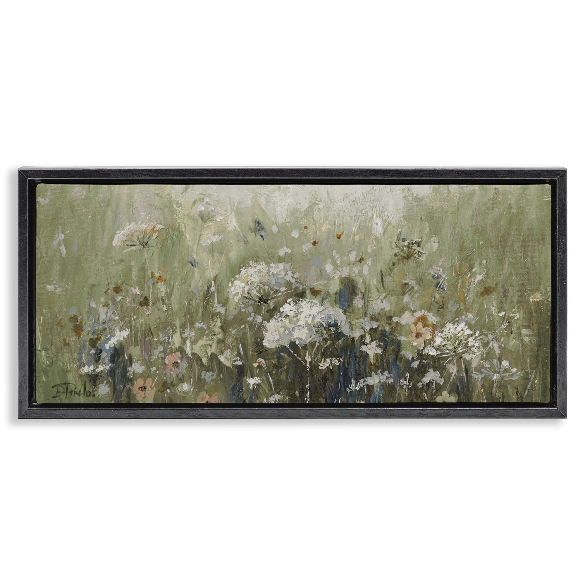 Stupell Industries Mistful Summer Meadow Scene Black Framed Floater Canvas Wall Art, design by Patricia Pinto