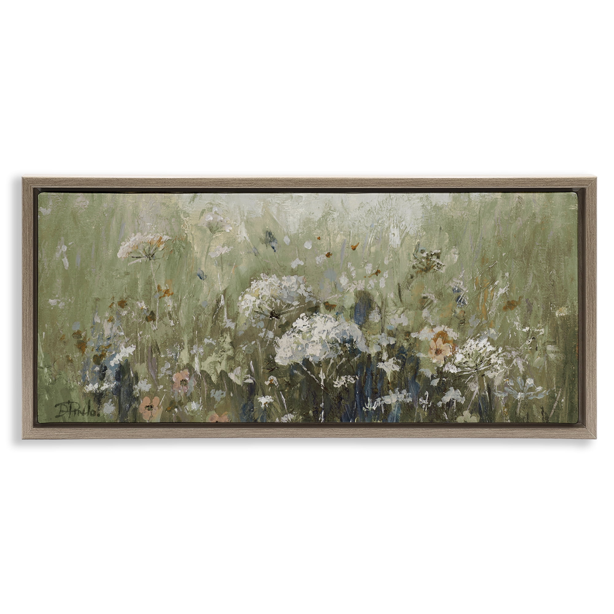 Stupell Industries Mistful Summer Meadow Scene Brown Framed Floater Canvas Wall Art, design by Patricia Pinto