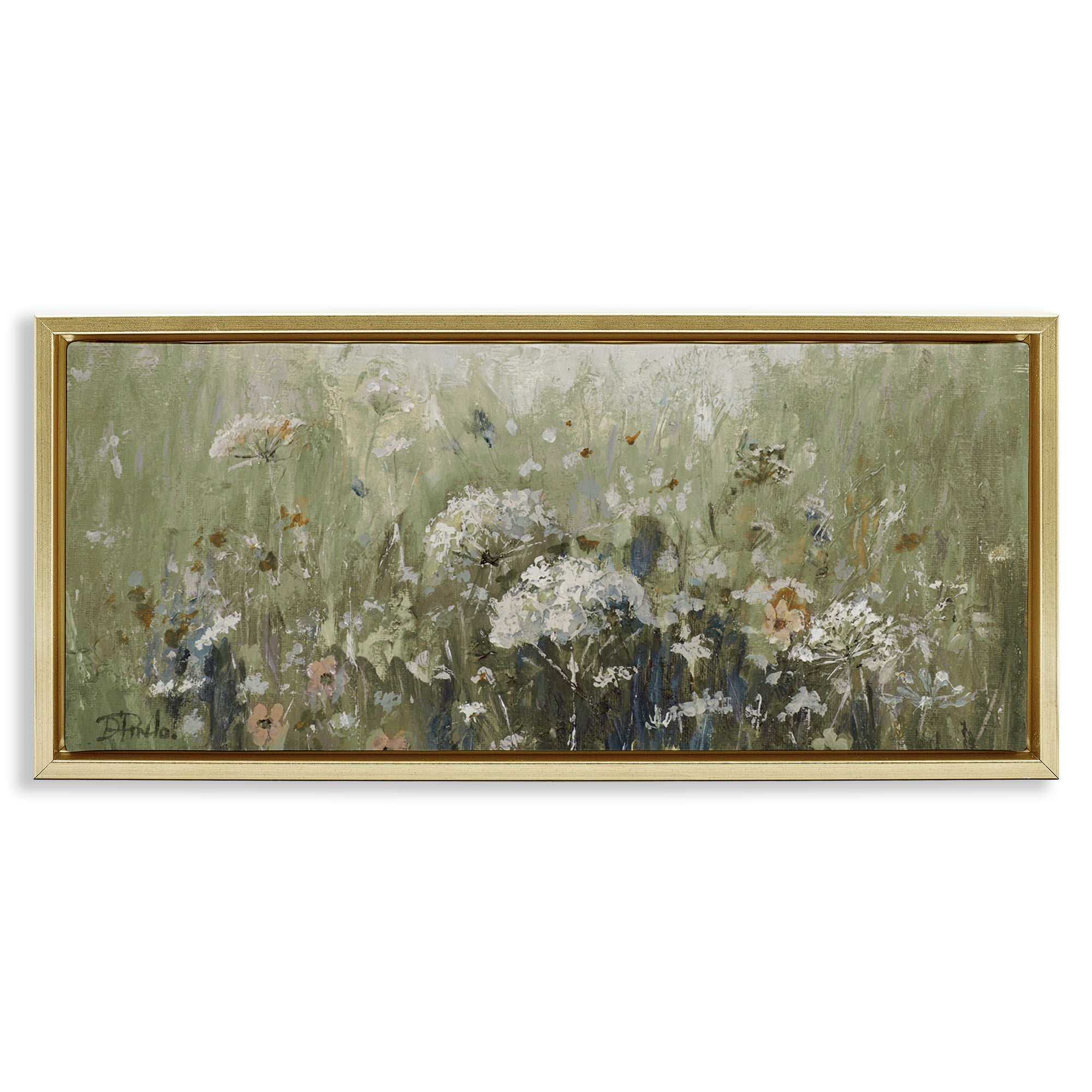 Stupell Industries Mistful Summer Meadow Scene Gold Framed Floater Canvas Wall Art, design by Patricia Pinto