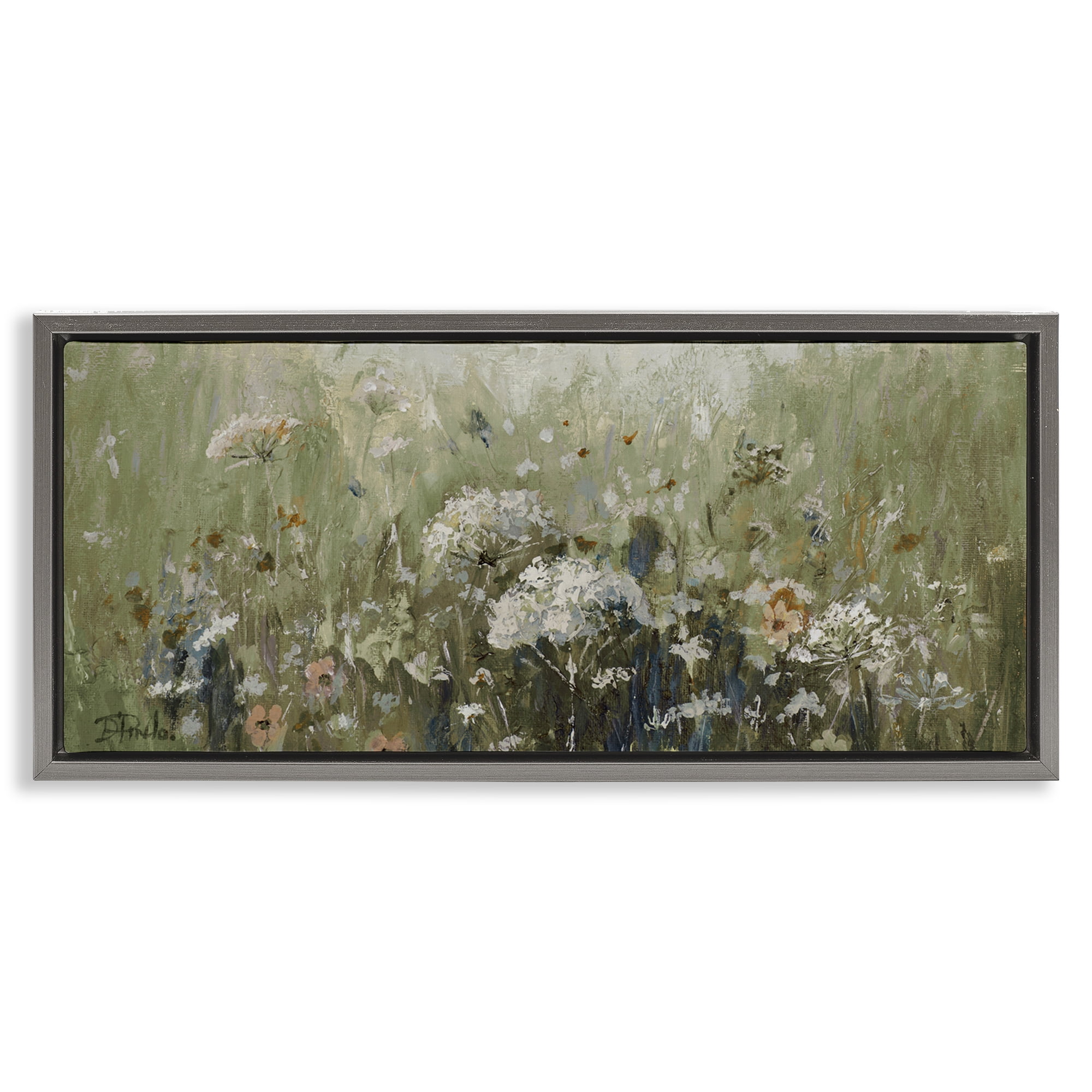Stupell Industries Mistful Summer Meadow Scene Gray Framed Floater Canvas Wall Art, design by Patricia Pinto