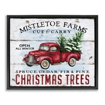 Stupell Industries Mistletoe Farm Trees Holiday Painting Black Floater Framed Canvas Art Prints Wall Art, 21 x 17