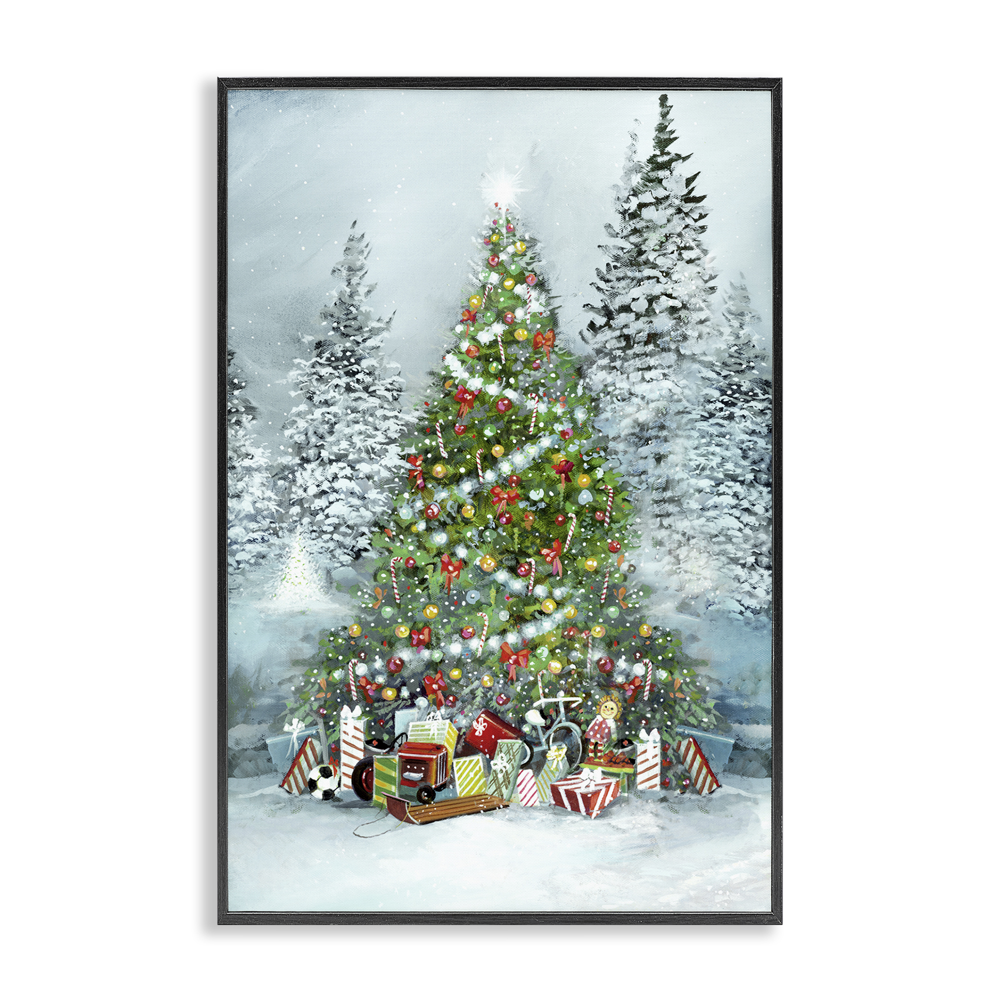 Stupell Industries Mistletoe Kisses Phrase Holiday Painting Black Framed Art Prints Wall Art, 12 x 18