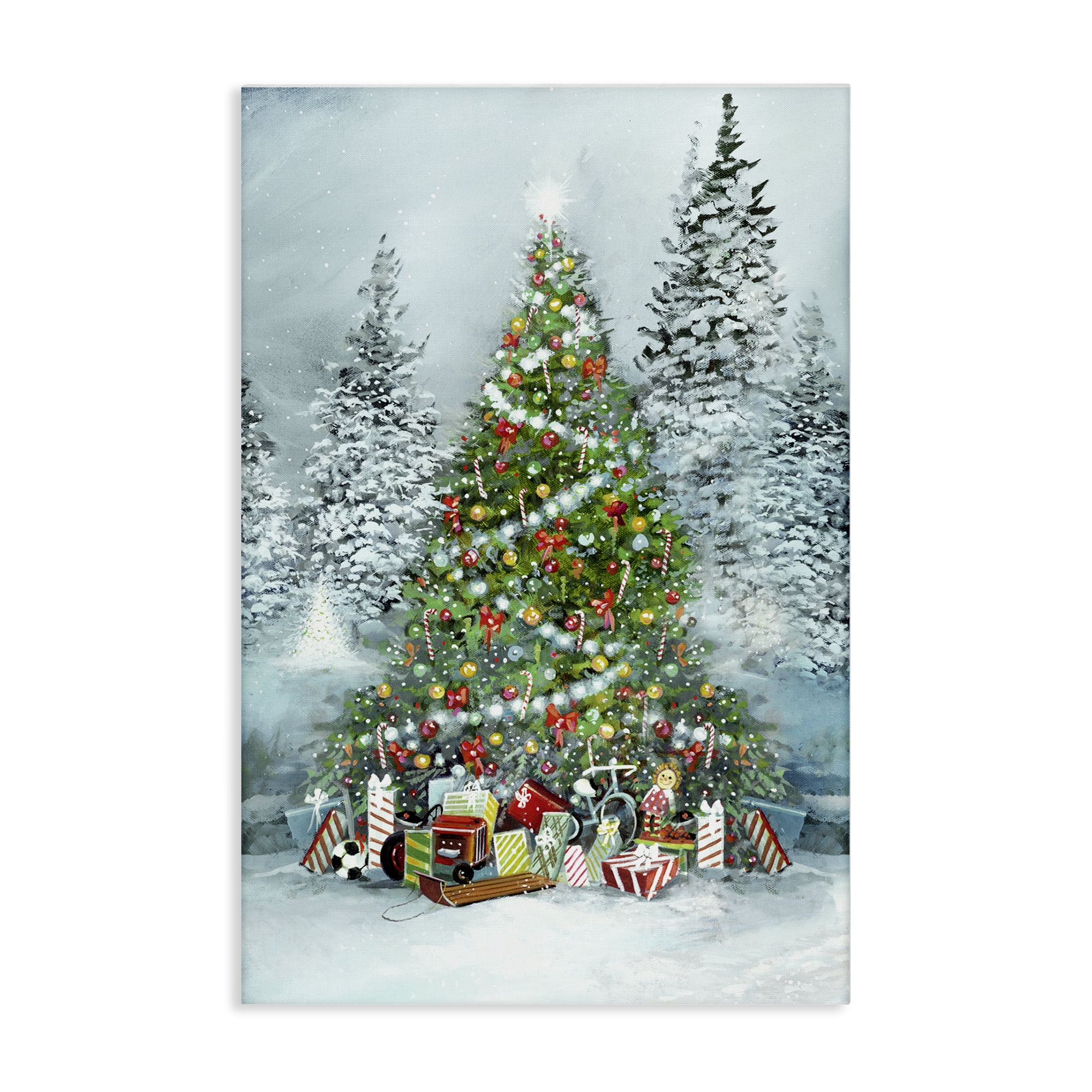 Stupell Industries Mistletoe Kisses Phrase Holiday Painting Gallery Wrapped Canvas Art Prints Wall Art, 24 x 36