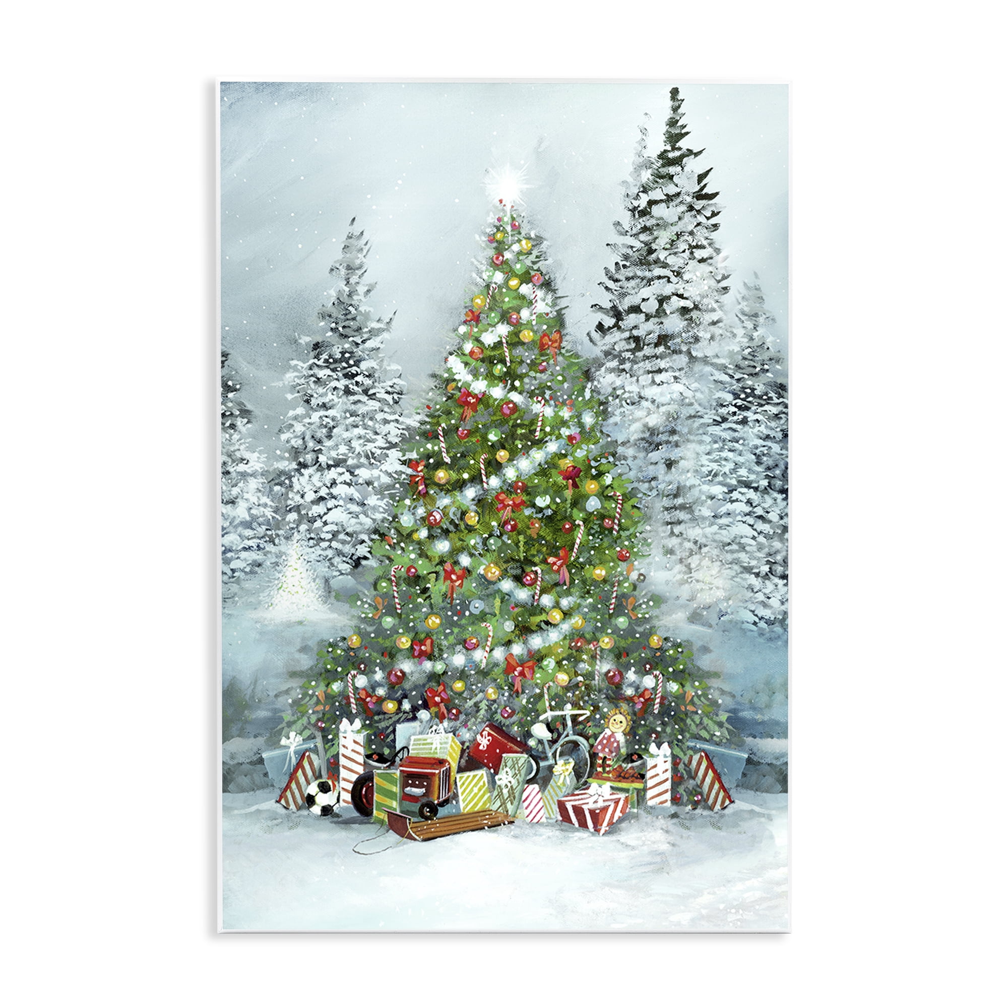 Stupell Industries Mistletoe Kisses Phrase Holiday Painting Unframed Art Prints Wall Art, 13 x 19