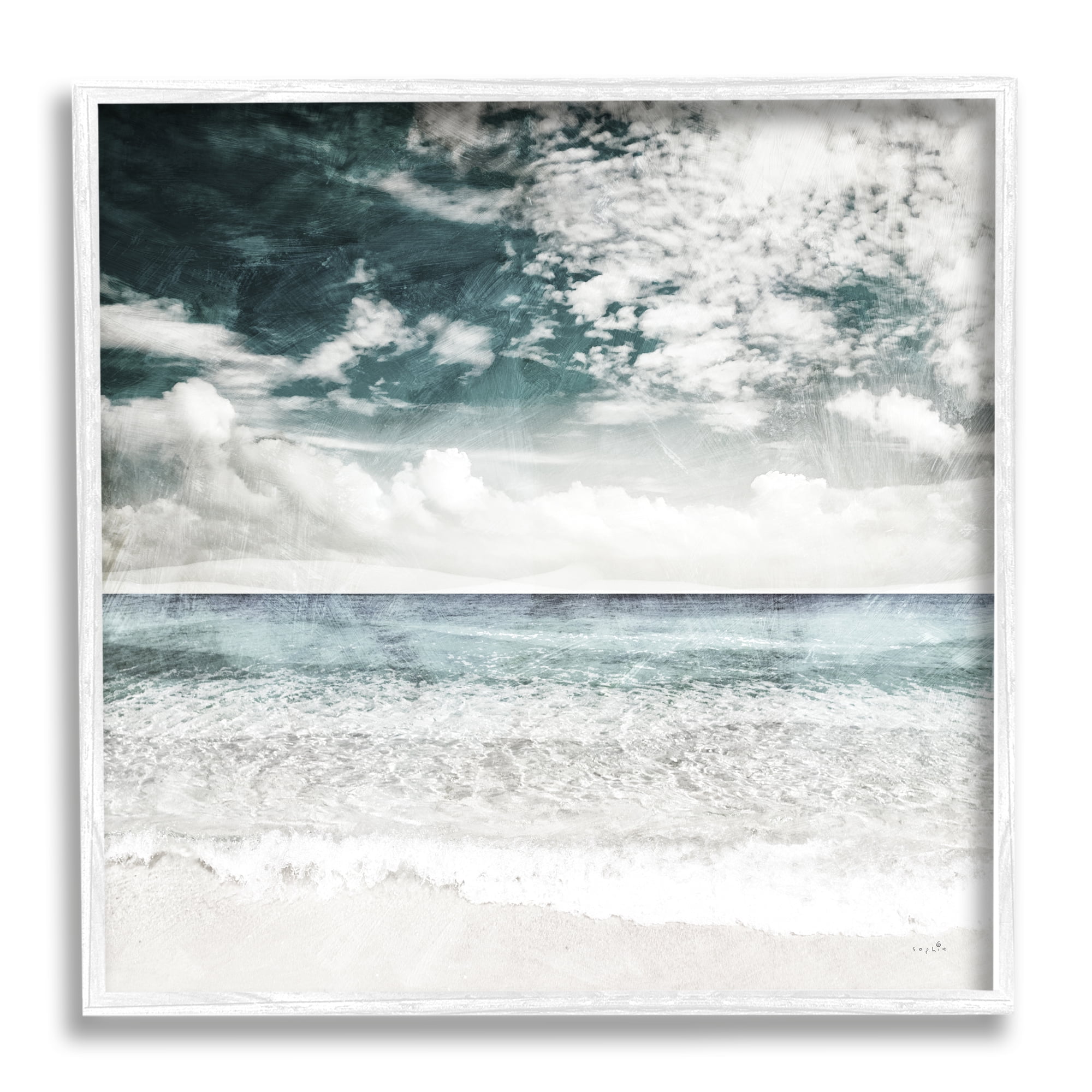 Stupell Industries Misty Beach Clouds Sea Shoreline Collage Design , 12 x 12, Design by Sophie 6