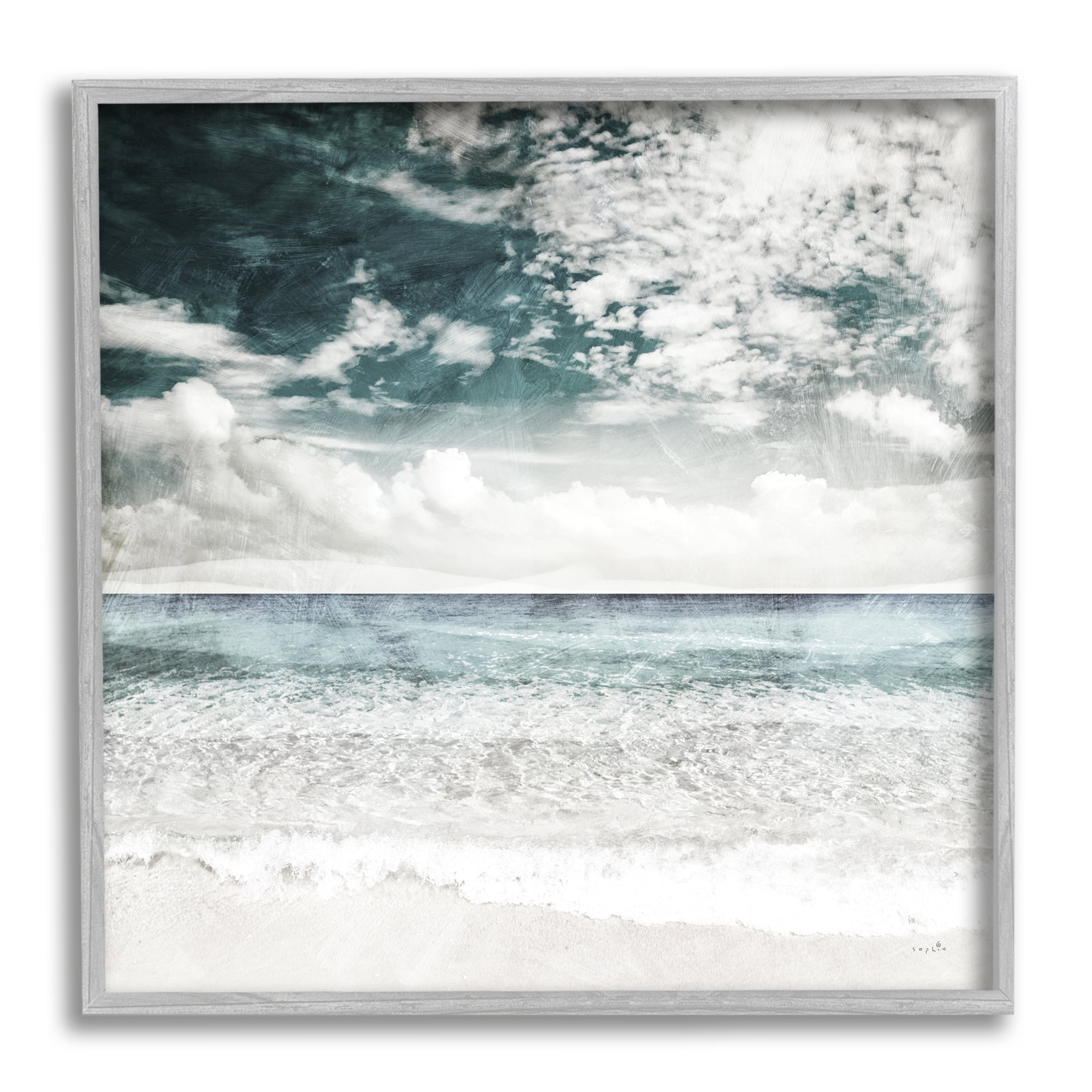 Stupell Industries Misty Beach Clouds Sea Shoreline Collage Design , 12 x 12, Design by Sophie 6