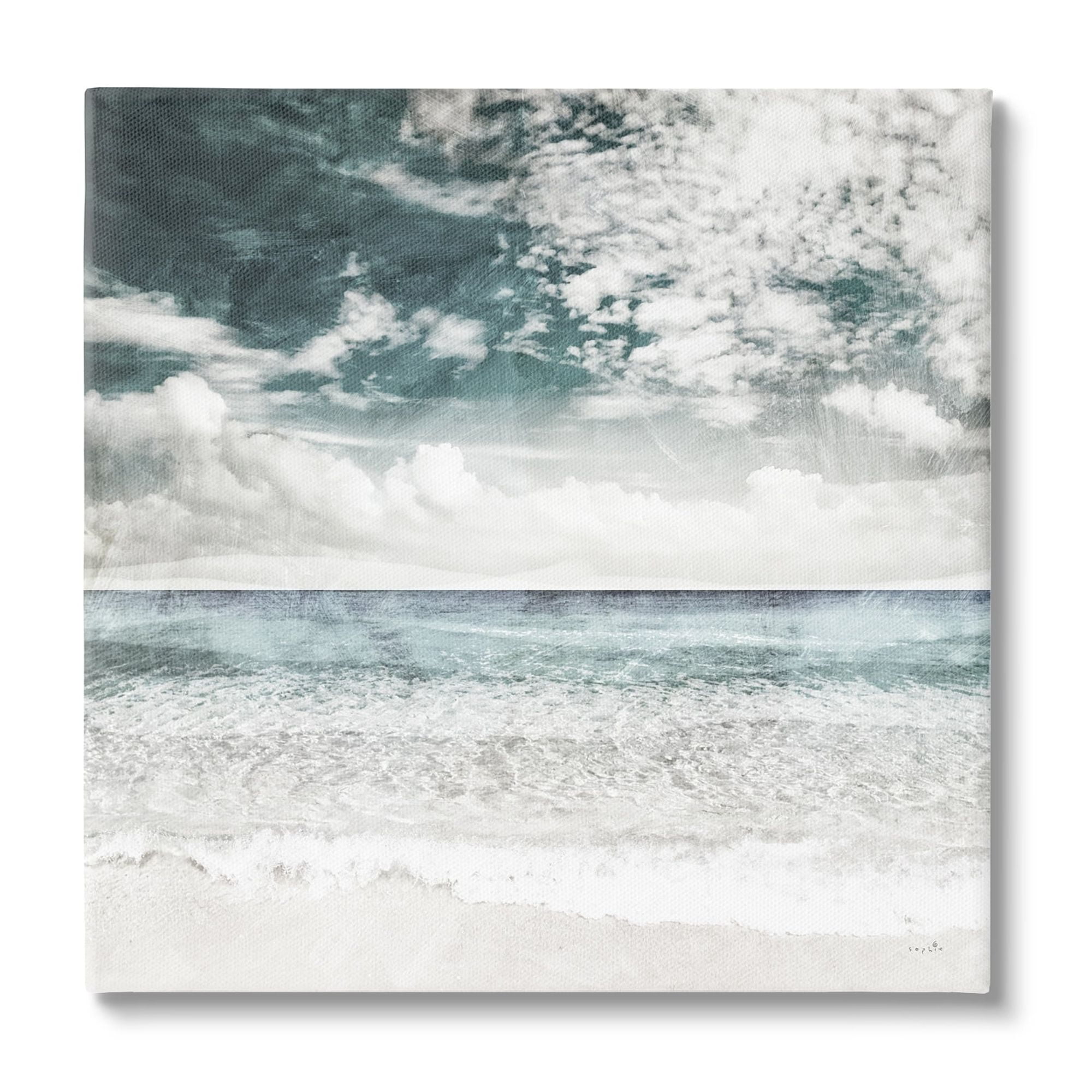 Stupell Industries Misty Beach Clouds Sea Shoreline Collage Design , 24 x 24, Design by Sophie 6
