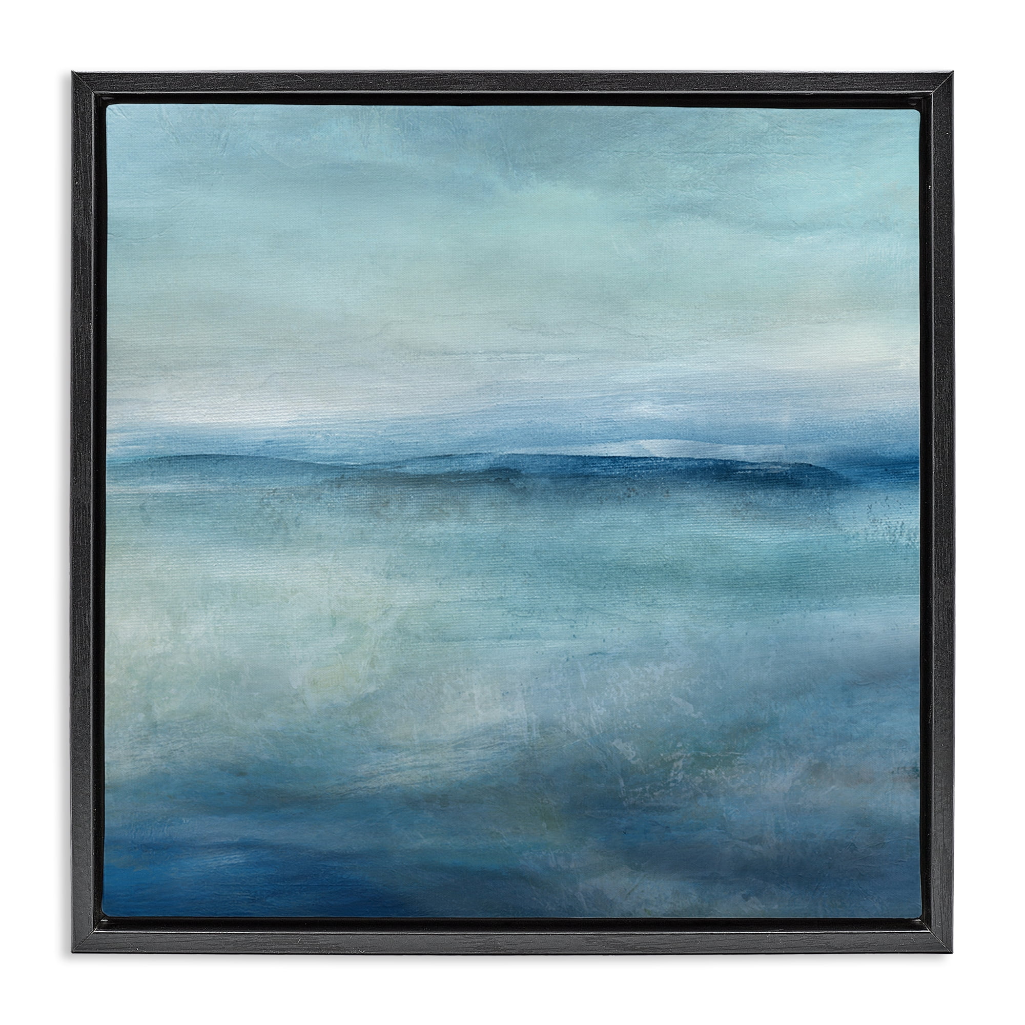 Stupell Industries Misty Blue Coastal Horizon Black Framed Floater Canvas Wall Art, design by Carol Robinson