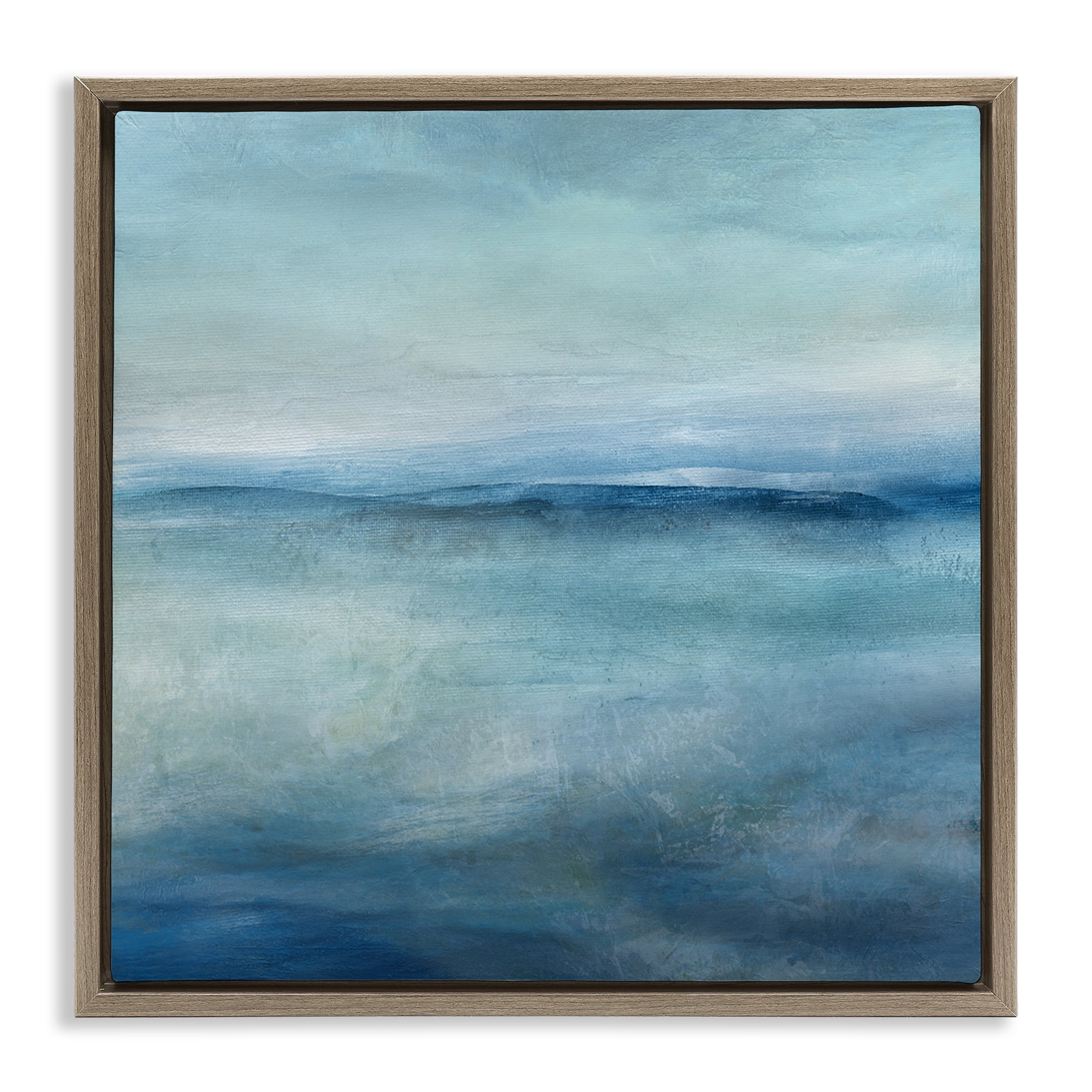 Stupell Industries Misty Blue Coastal Horizon Brown Framed Floater Canvas Wall Art, design by Carol Robinson