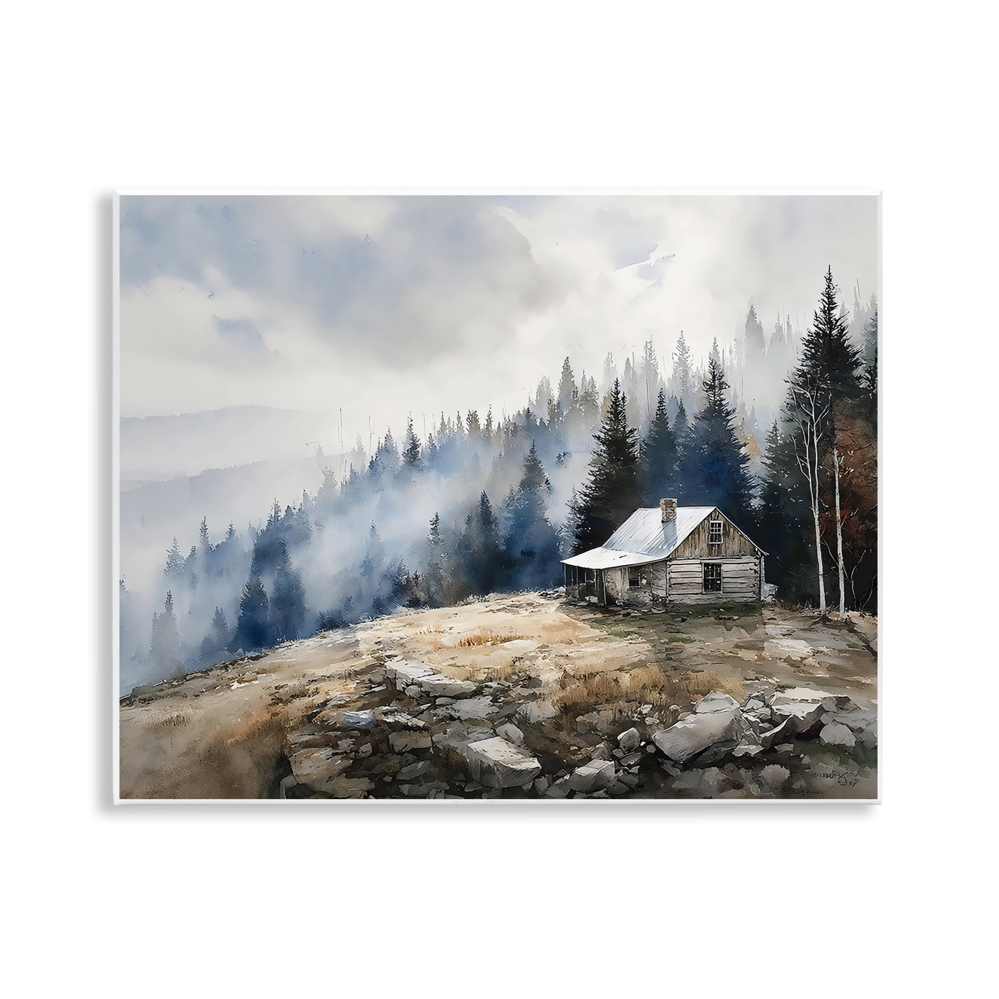 Stupell Industries Misty Cabin on Ridge Wall Plaque Art, design by Franklyn Gregory