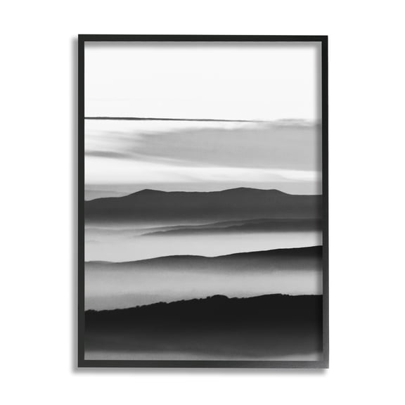Stupell Industries Misty Clouds Eerie Mountain Landscape Black White, 11 x 14, Designed by Design Fabrikken