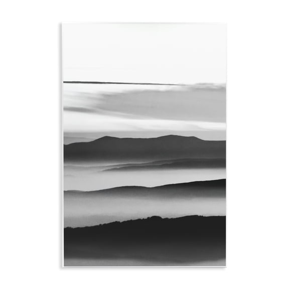 Stupell Industries Scandinavian Misty Clouds Eerie Mountain Landscape Black White Wall Plaque Art, 13 x 19, by Design Fabrikken
