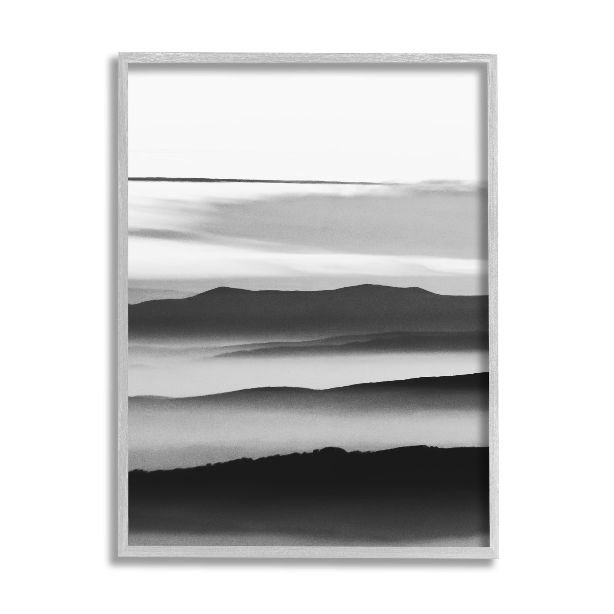Stupell Industries Misty Clouds Eerie Mountain Landscape Black White, 24 x 30, Designed by Design Fabrikken