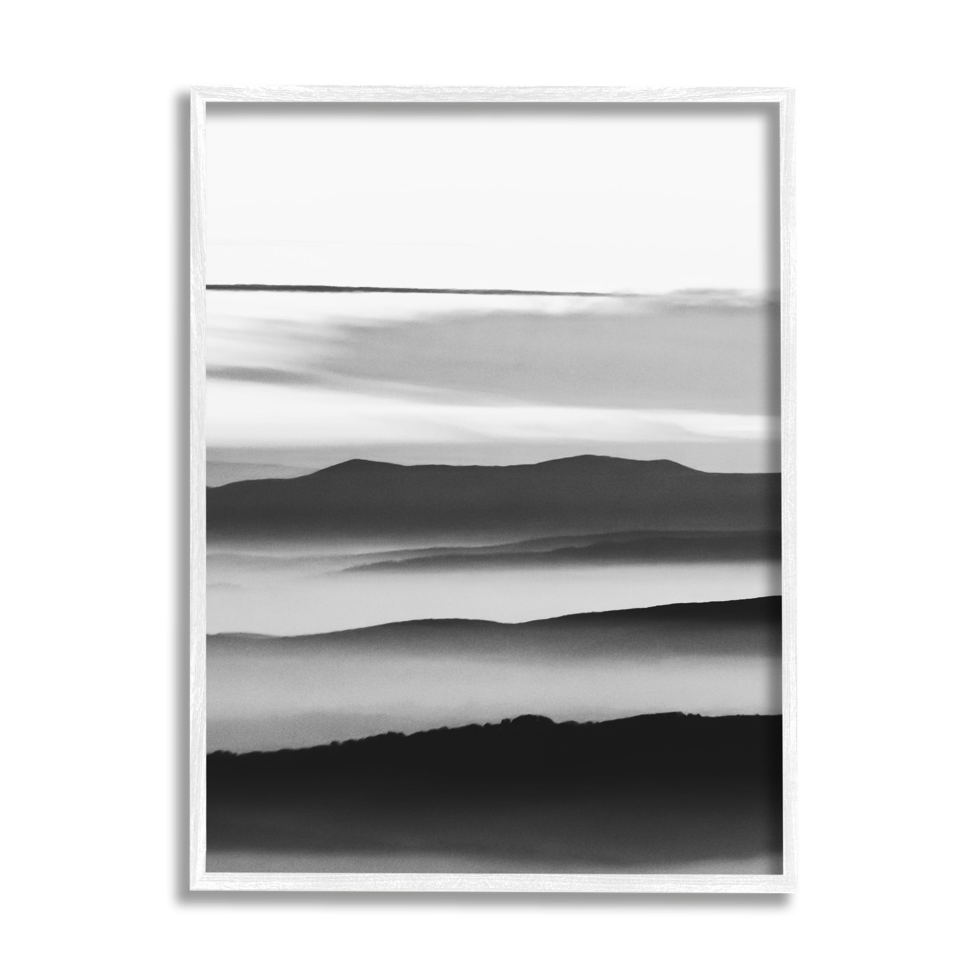 Stupell Industries Misty Clouds Eerie Mountain Landscape Black White, 24 x 30, Designed by Design Fabrikken