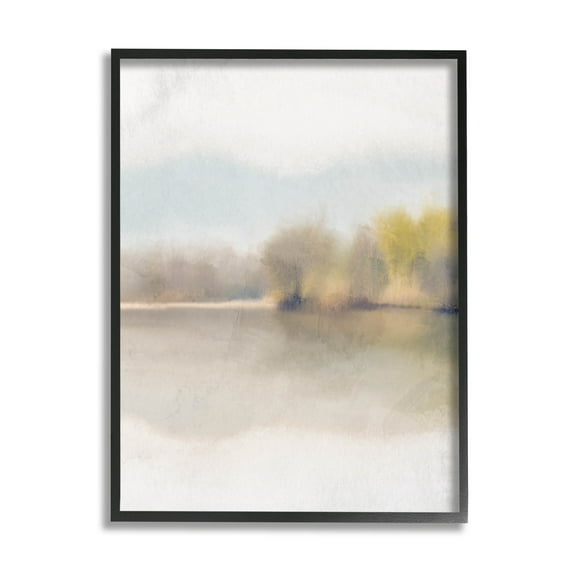 Stupell Industries Misty Distant Lake Landscape Design Graphic Art Black Framed Art Print Wall Art, Design by Kim Allen